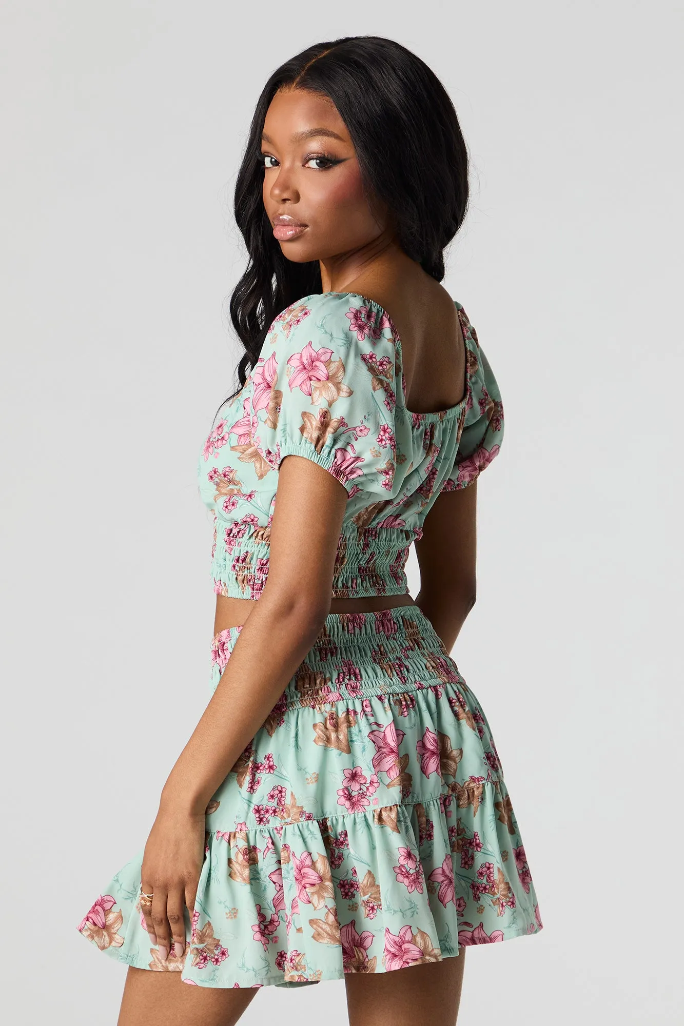 Floral Tiered Mini Skort