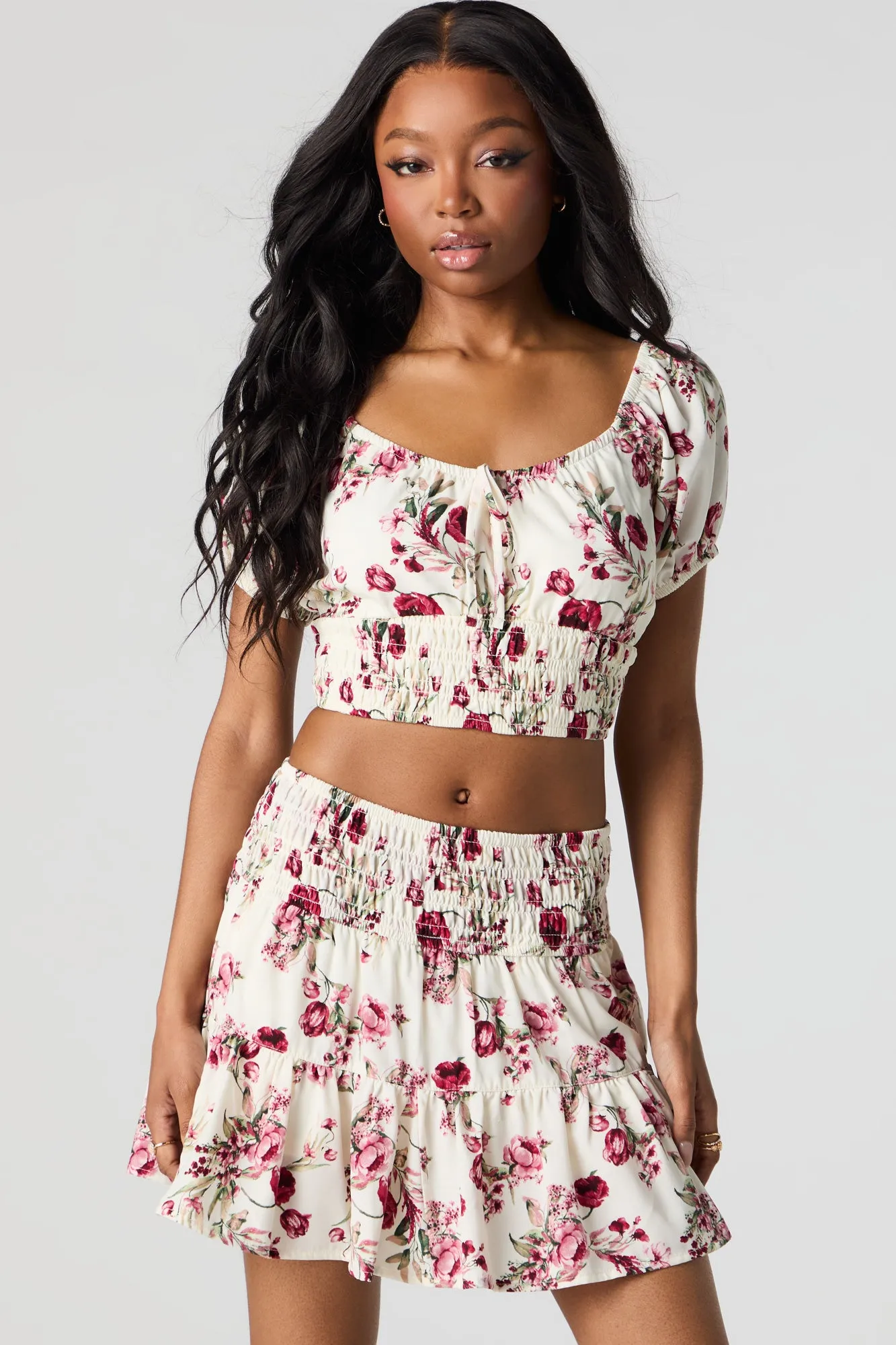 Floral Tiered Mini Skort