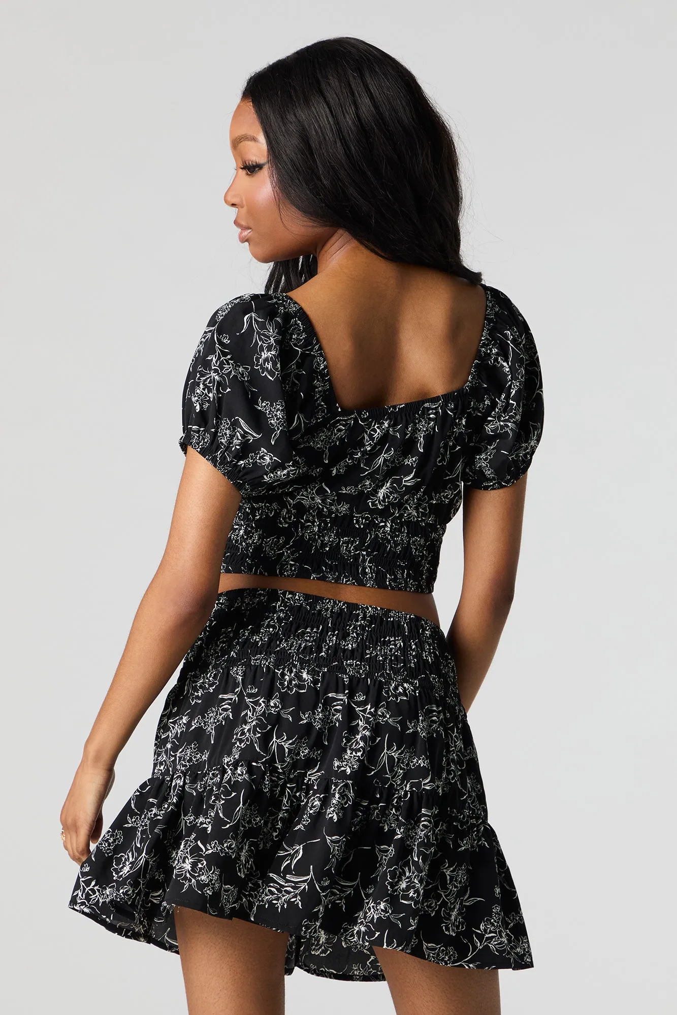 Floral Tiered Mini Skort