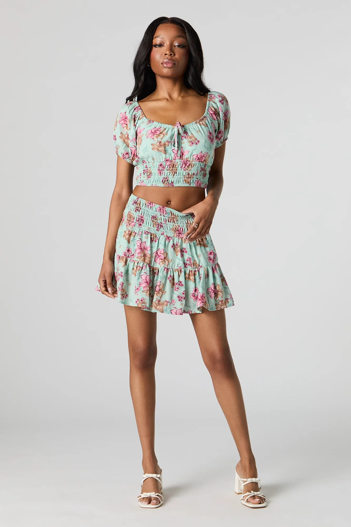 Floral Tiered Mini Skort