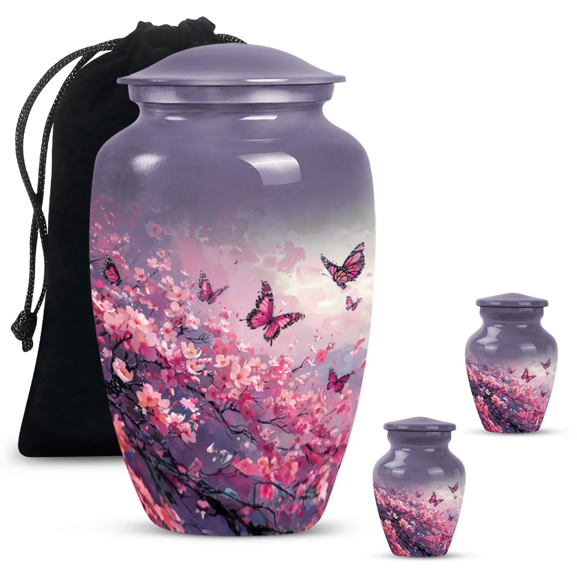 Fond Memories Pink Butterfly Large Urn for Tender Remembrance