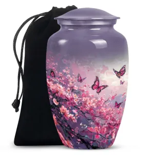 Fond Memories Pink Butterfly Large Urn for Tender Remembrance