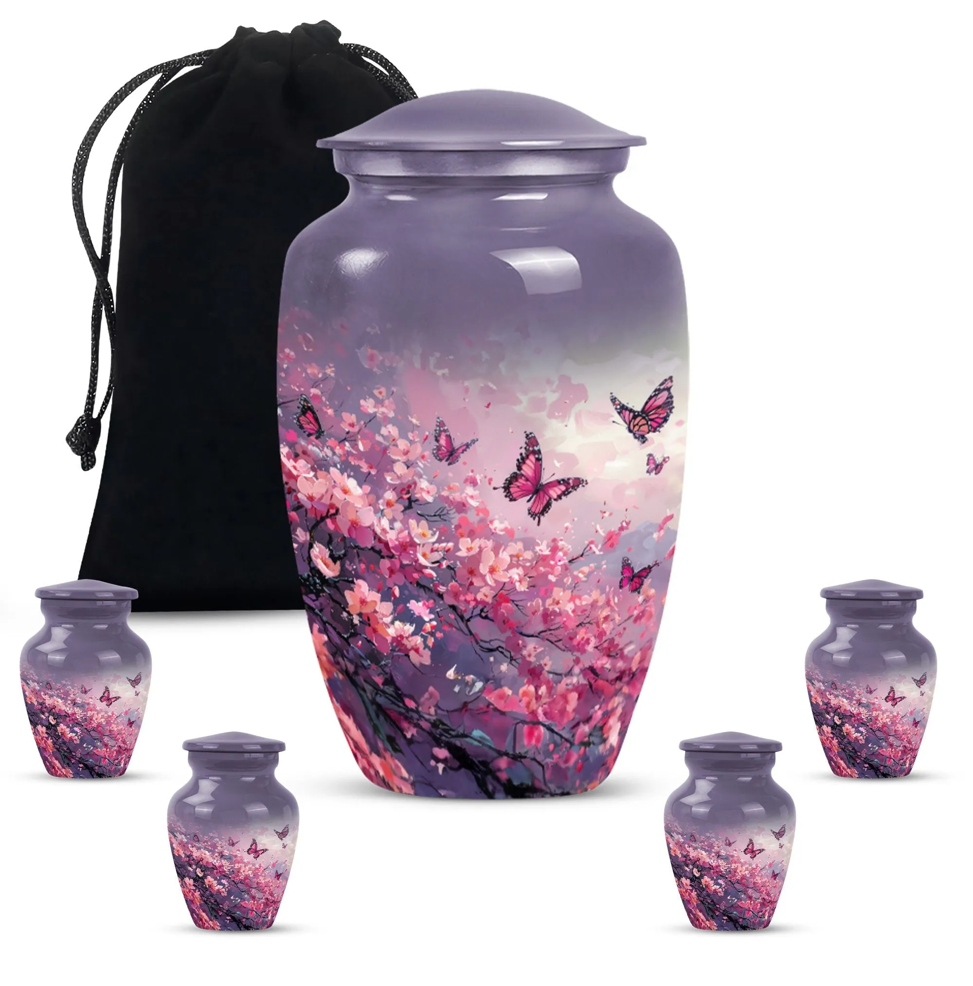 Fond Memories Pink Butterfly Large Urn for Tender Remembrance