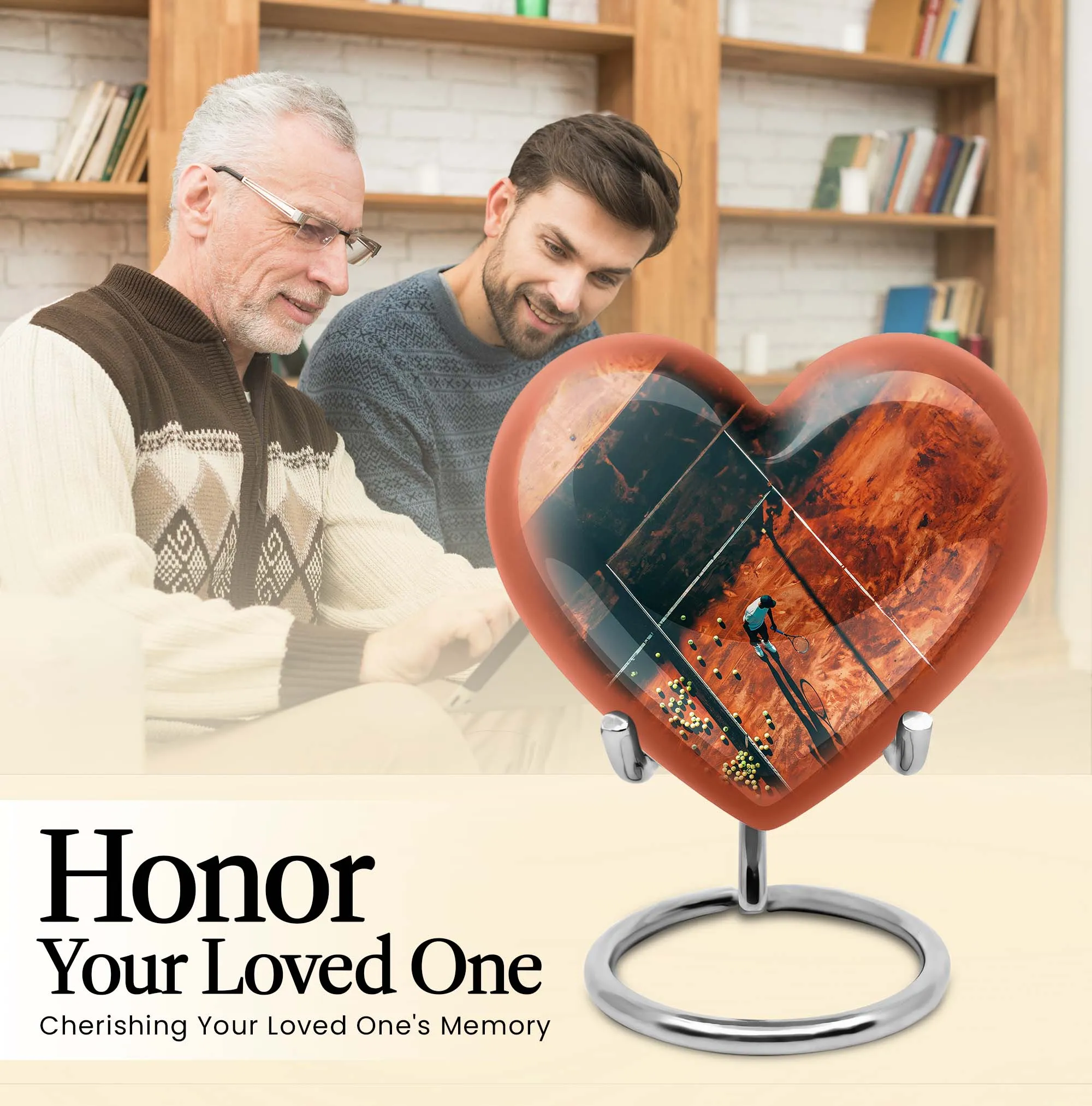 Forever Cremation Tennis Urn: A memorial heart designed with Purple Meadow Theme