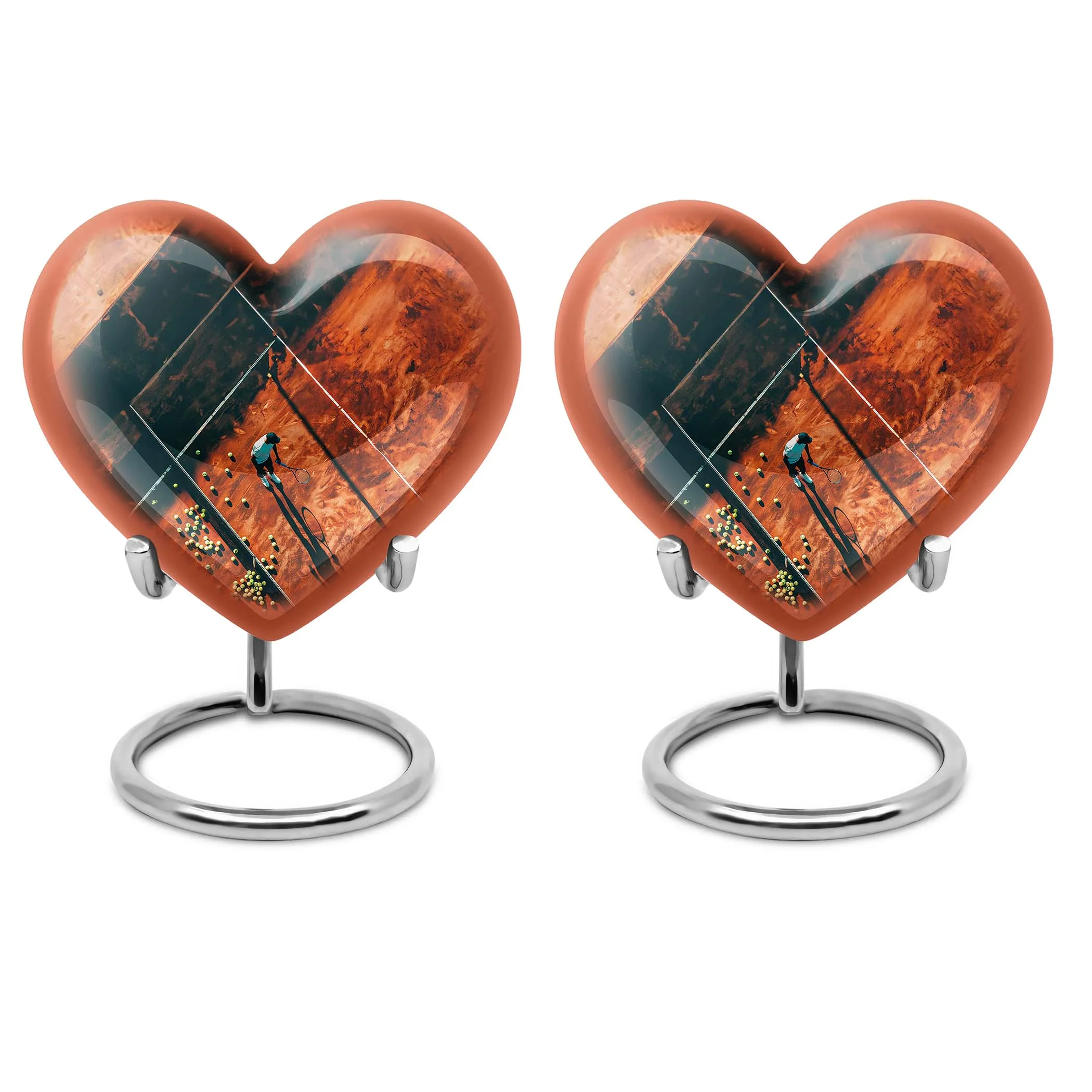 Forever Cremation Tennis Urn: A memorial heart designed with Purple Meadow Theme