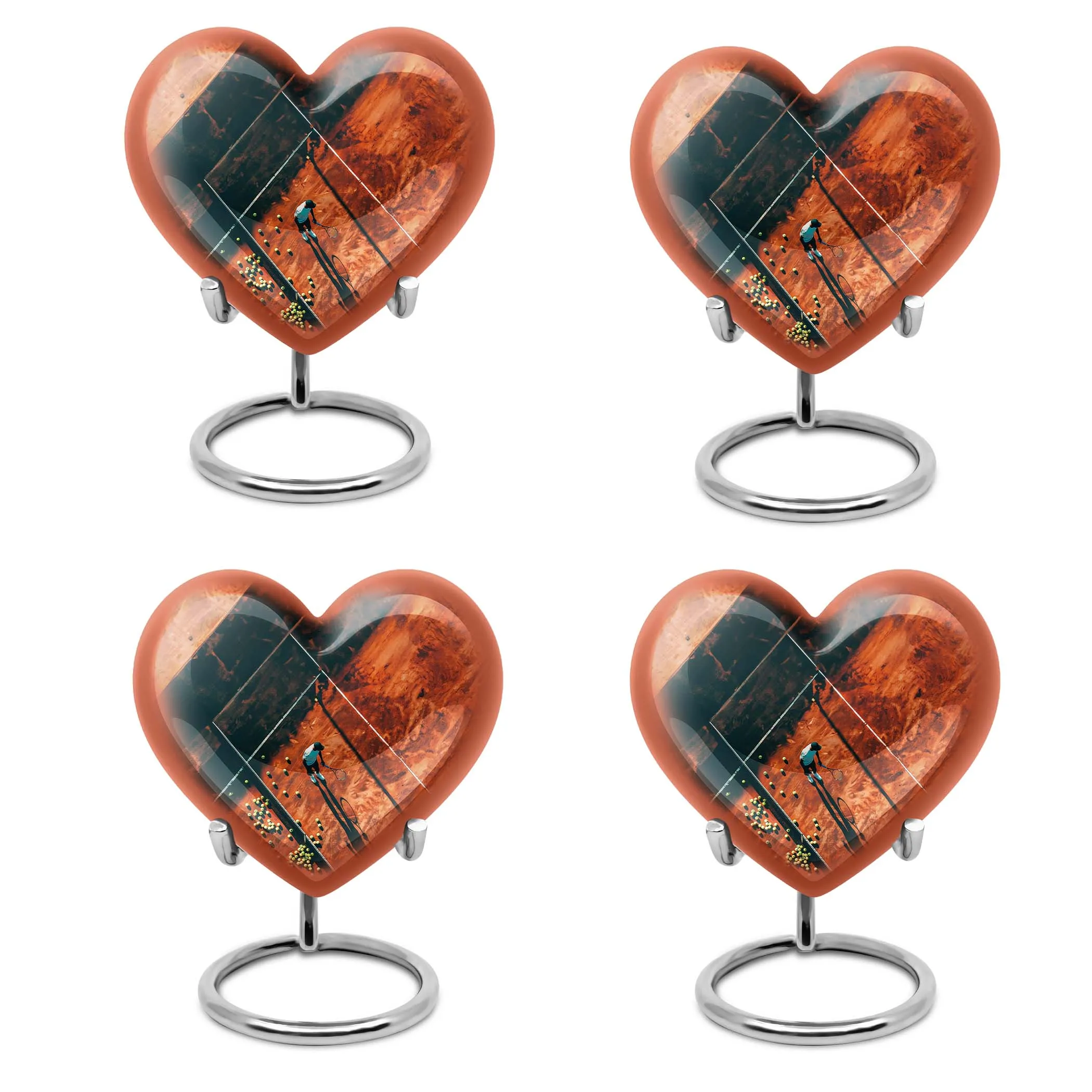 Forever Cremation Tennis Urn: A memorial heart designed with Purple Meadow Theme