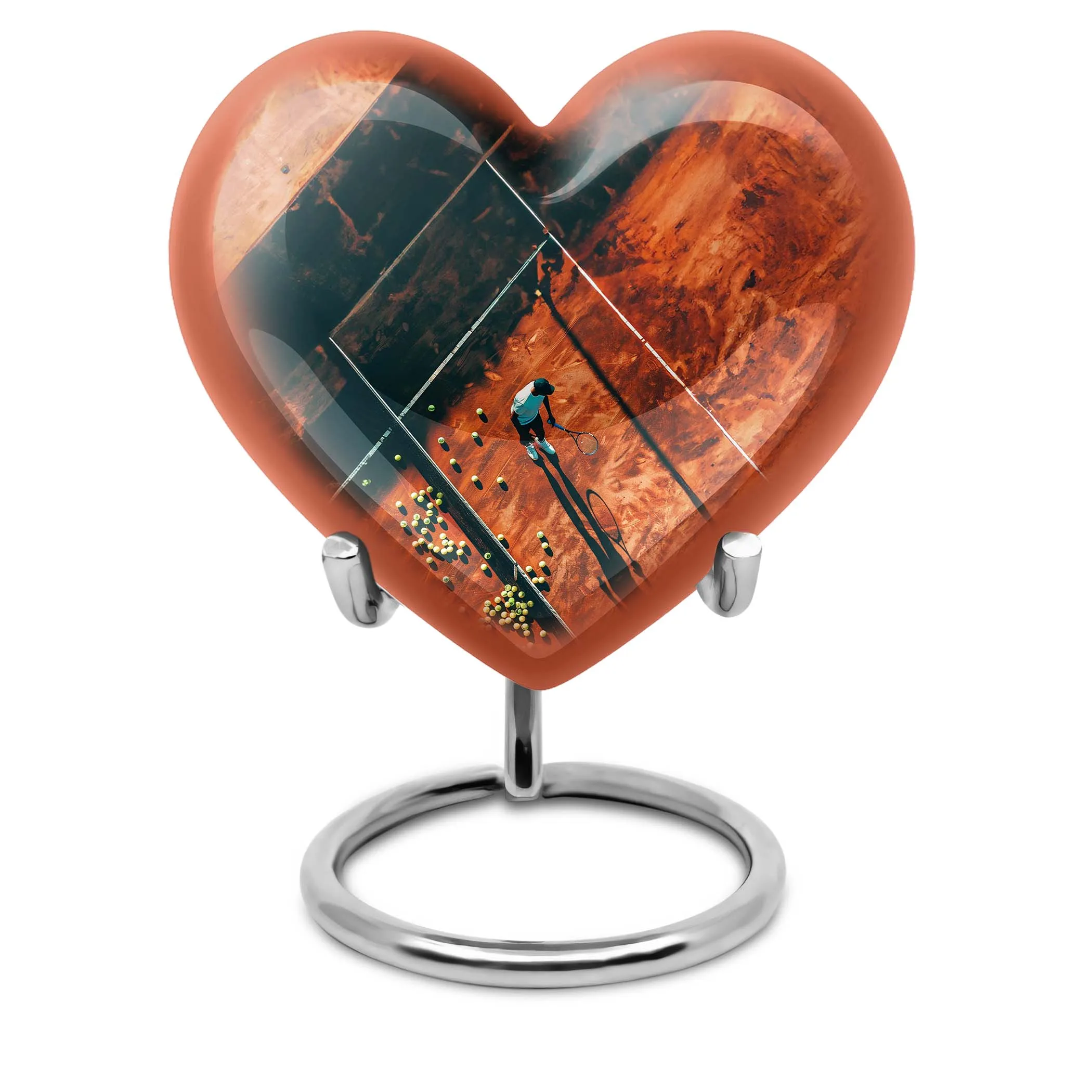 Forever Cremation Tennis Urn: A memorial heart designed with Purple Meadow Theme