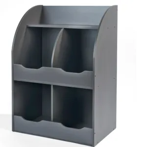 Four Bin Storage Cubby with Bookshelf - Charcoal