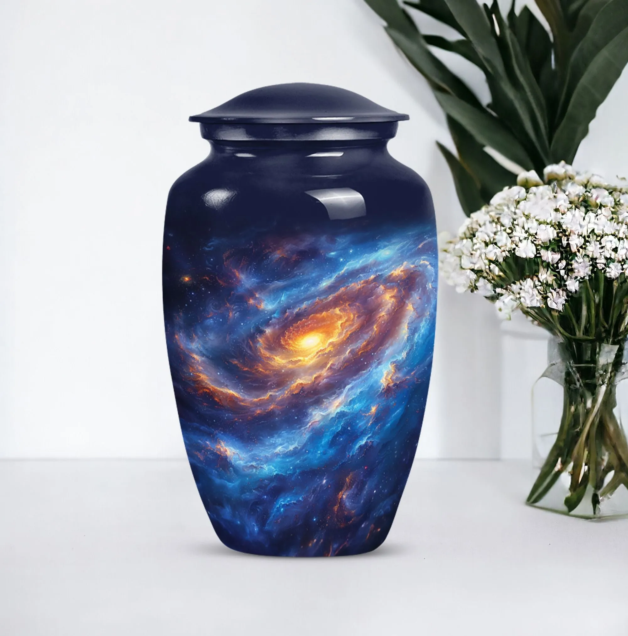 Galaxy Urn Eternity: Adult Male Cremation Urn in Purple Meadow