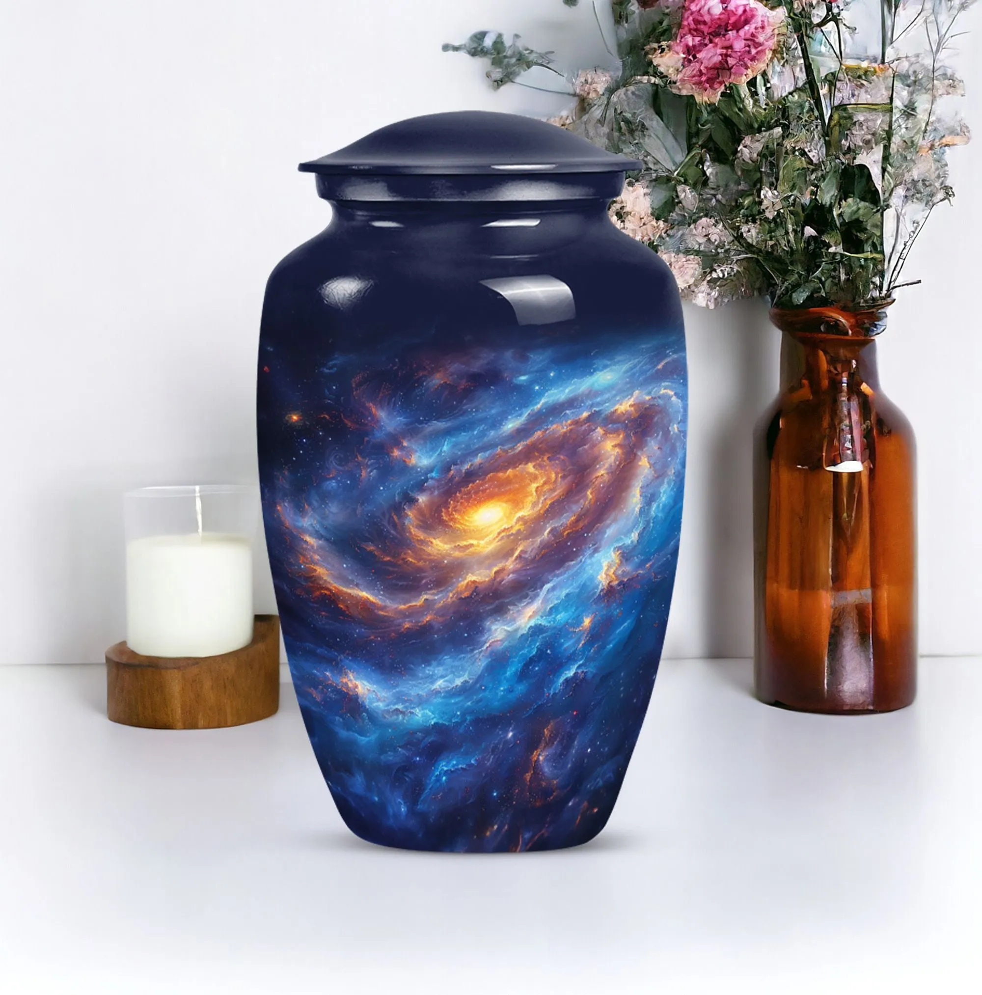 Galaxy Urn Eternity: Adult Male Cremation Urn in Purple Meadow