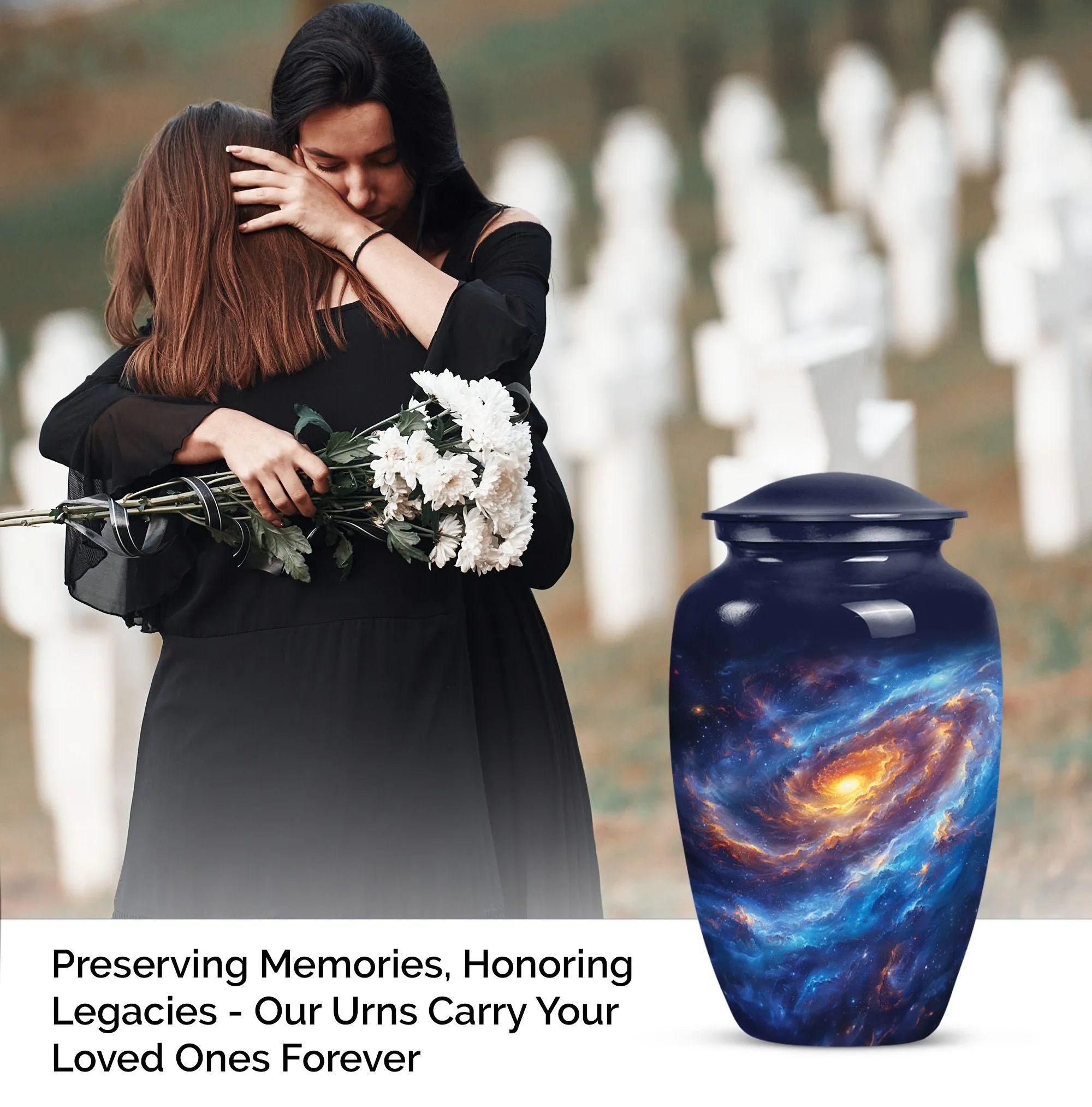 Galaxy Urn Eternity: Adult Male Cremation Urn in Purple Meadow