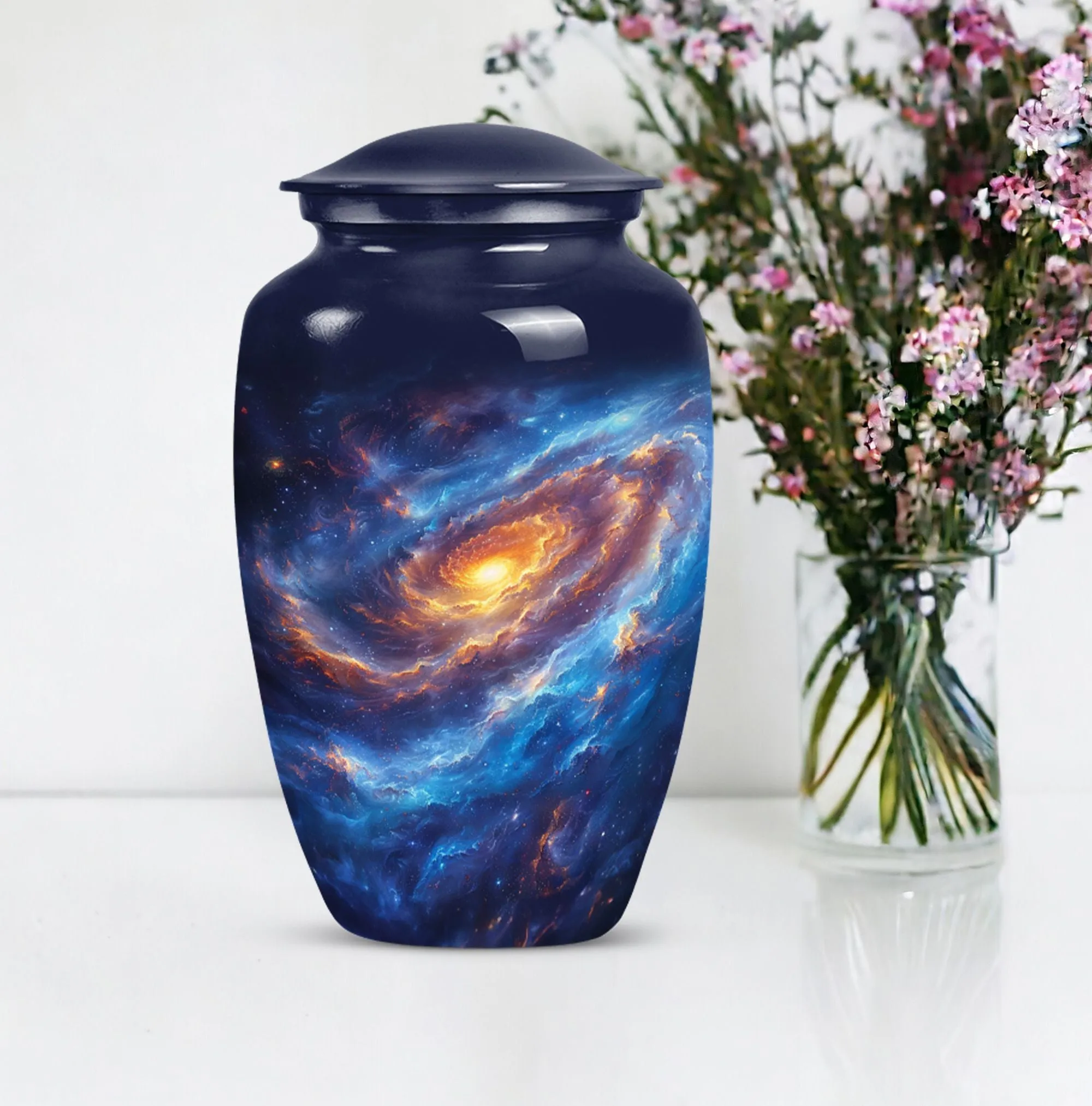 Galaxy Urn Eternity: Adult Male Cremation Urn in Purple Meadow