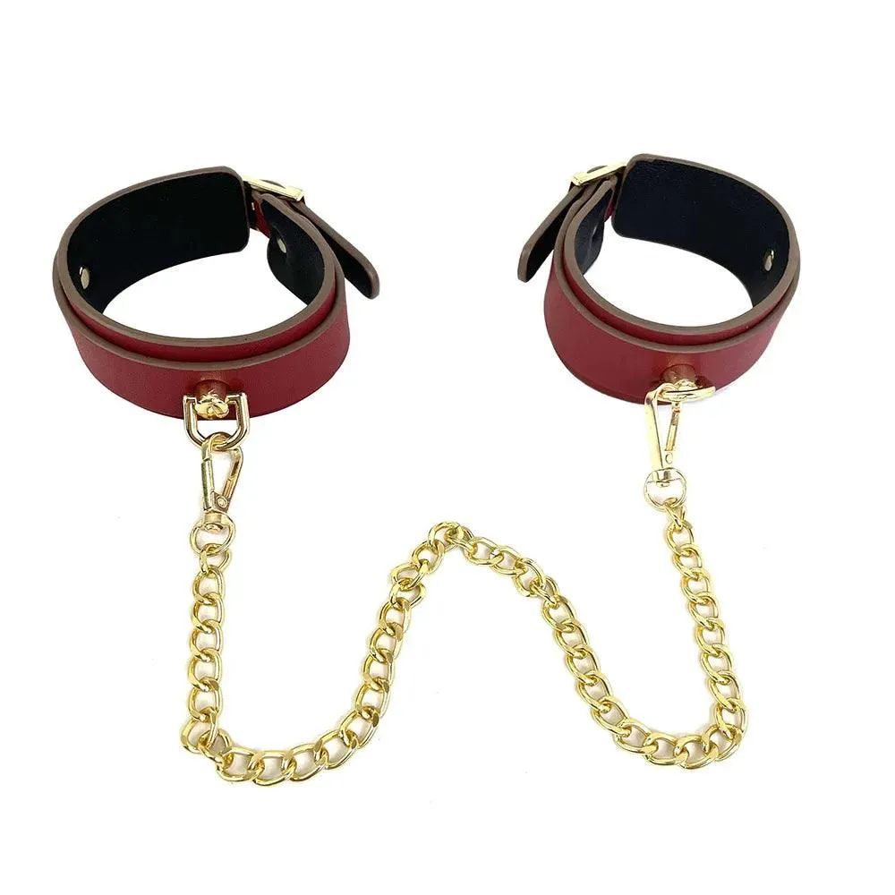Genuine Leather Bondage Kits Sex Toys Sex Game for Couples Handcuff Ankle Cuffs Collar Gag Hogtie