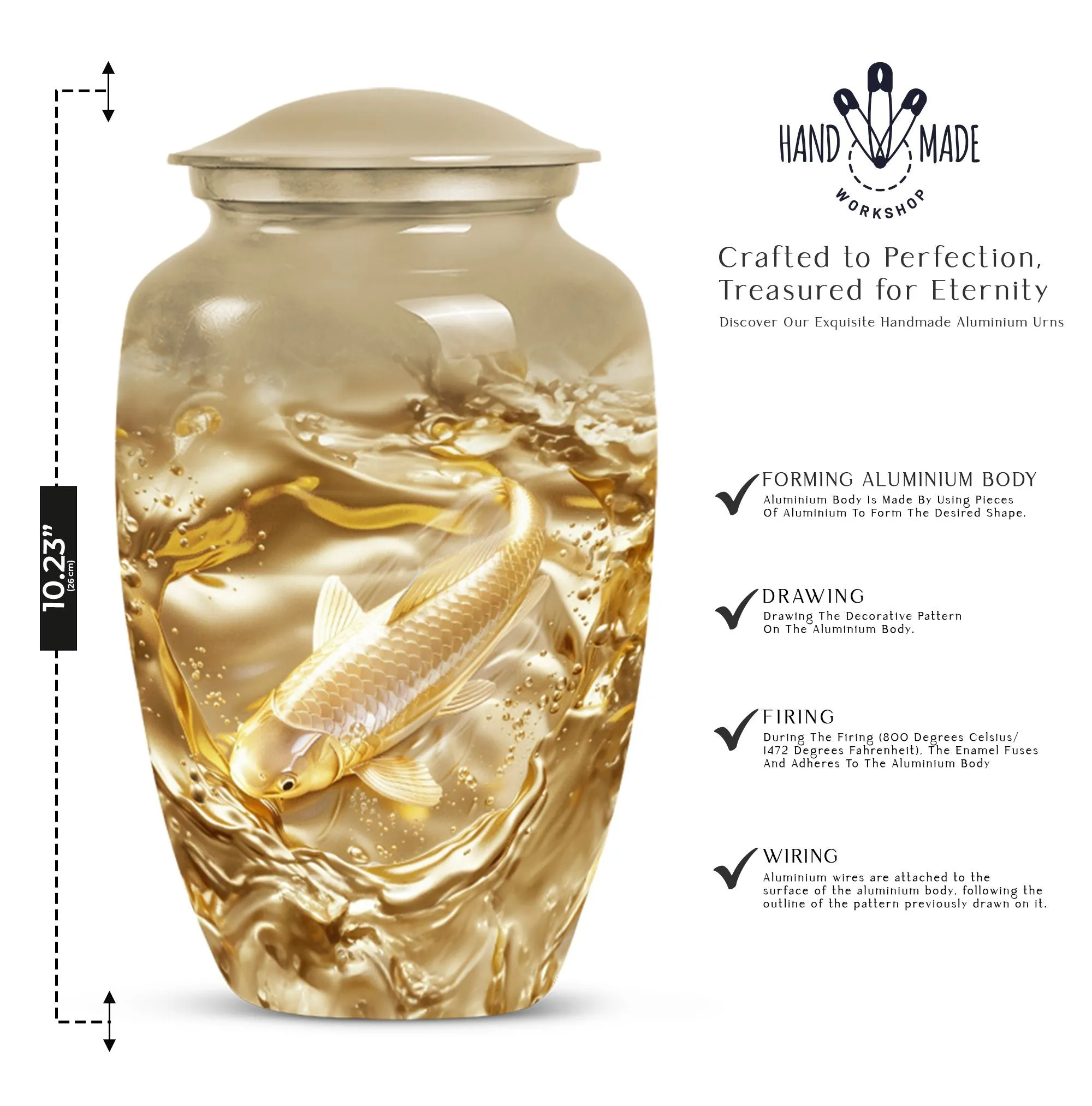Gold Fish and Butterfly Tribute Cremation Urn for Adults