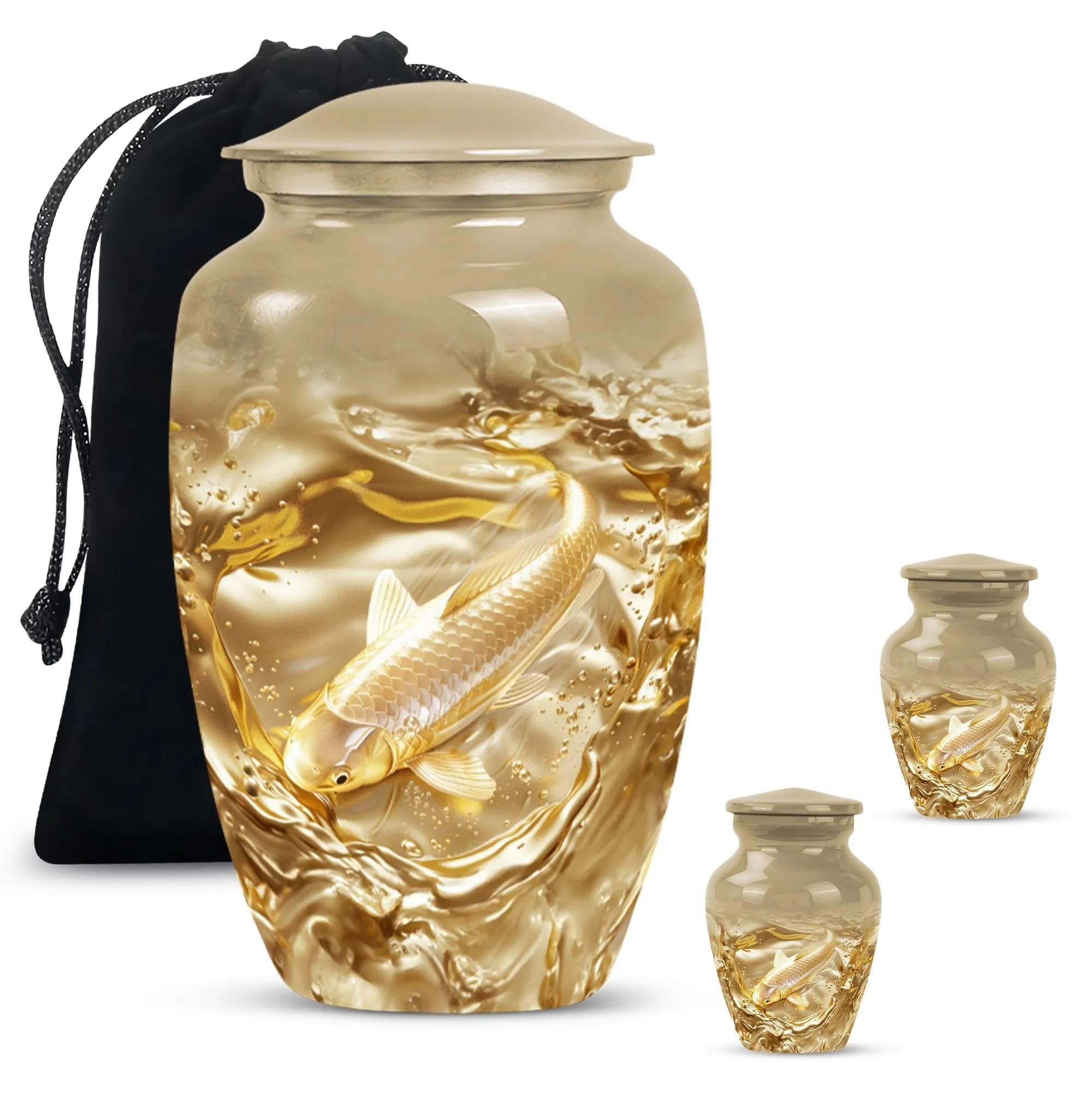 Gold Fish and Butterfly Tribute Cremation Urn for Adults