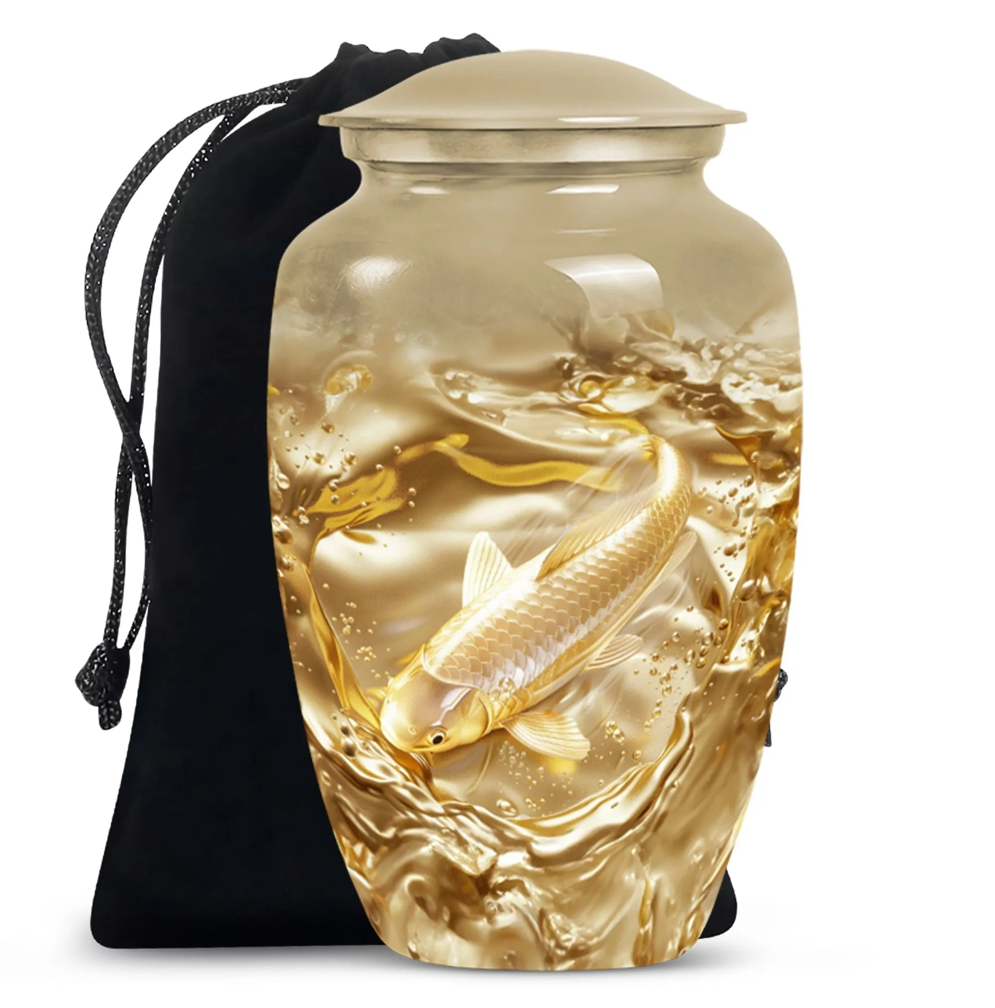Gold Fish and Butterfly Tribute Cremation Urn for Adults