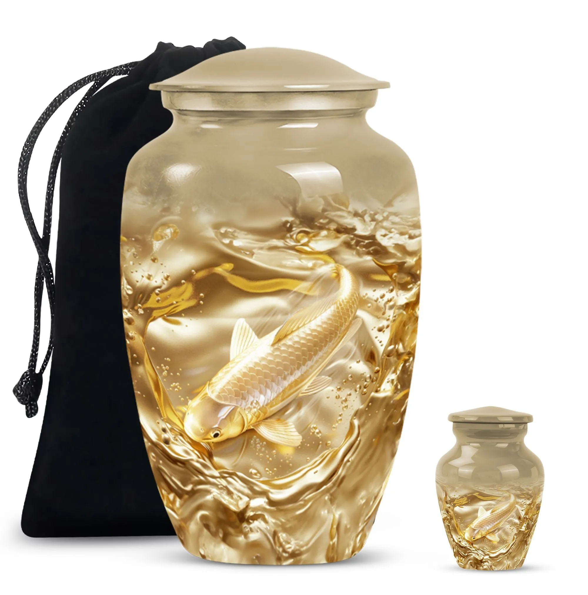 Gold Fish and Butterfly Tribute Cremation Urn for Adults