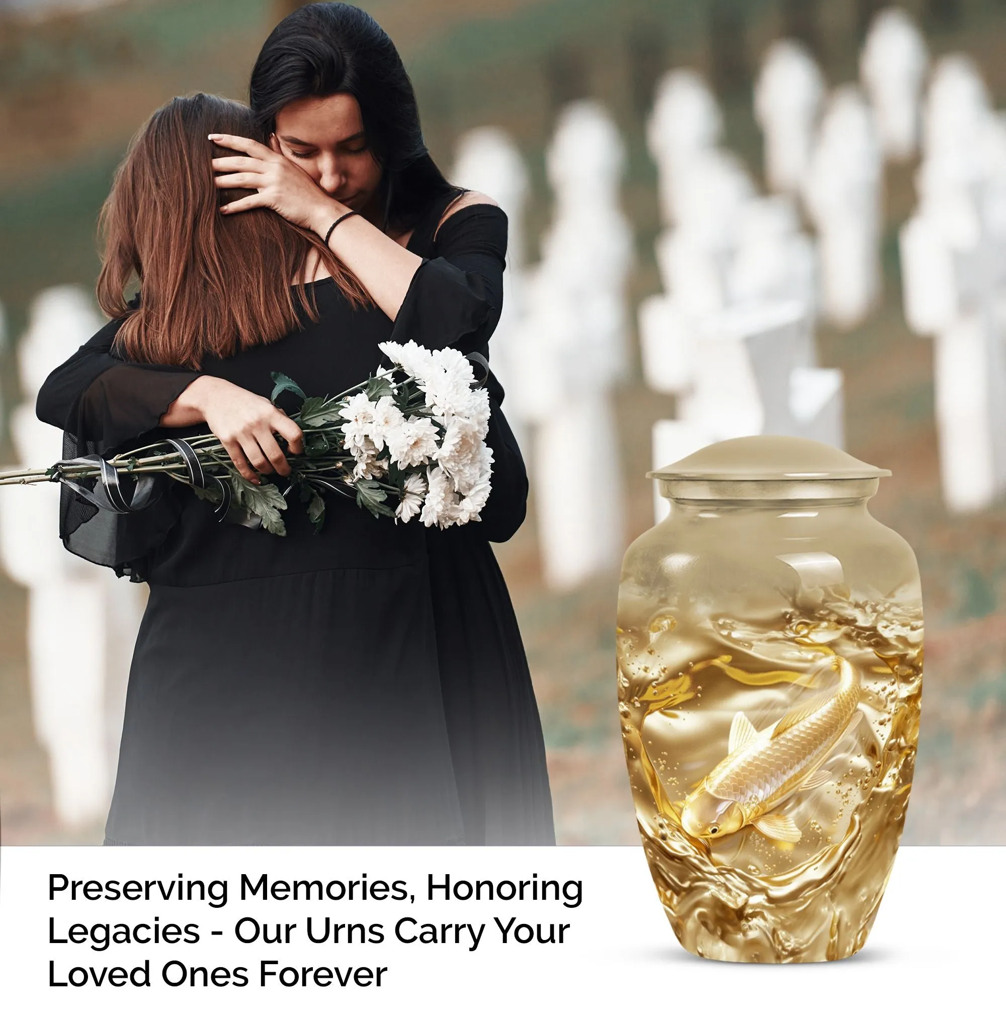 Gold Fish and Butterfly Tribute Cremation Urn for Adults