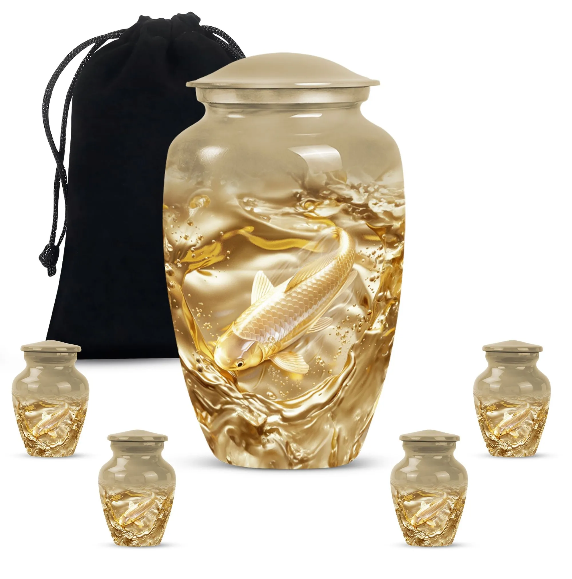 Gold Fish and Butterfly Tribute Cremation Urn for Adults