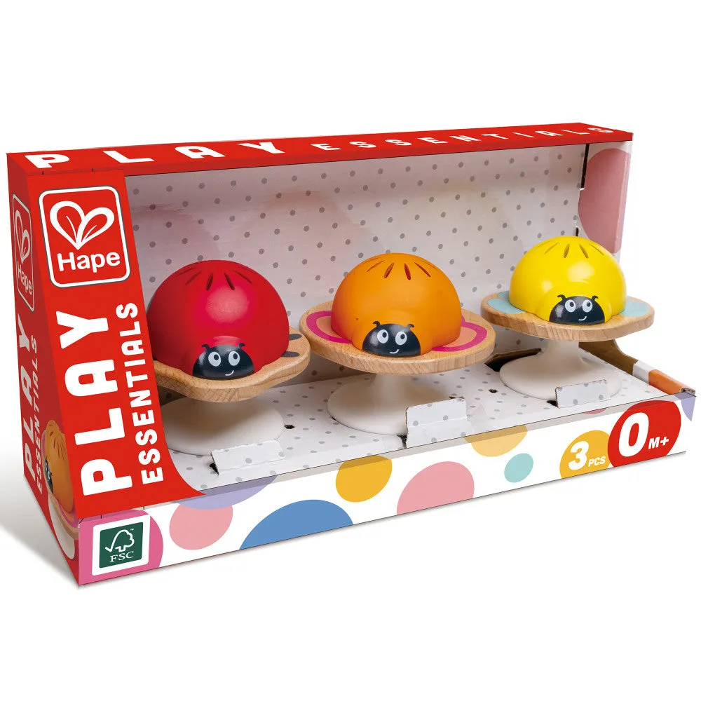 Hape Stay-Put Rattle Set - Colorful Insect Trio