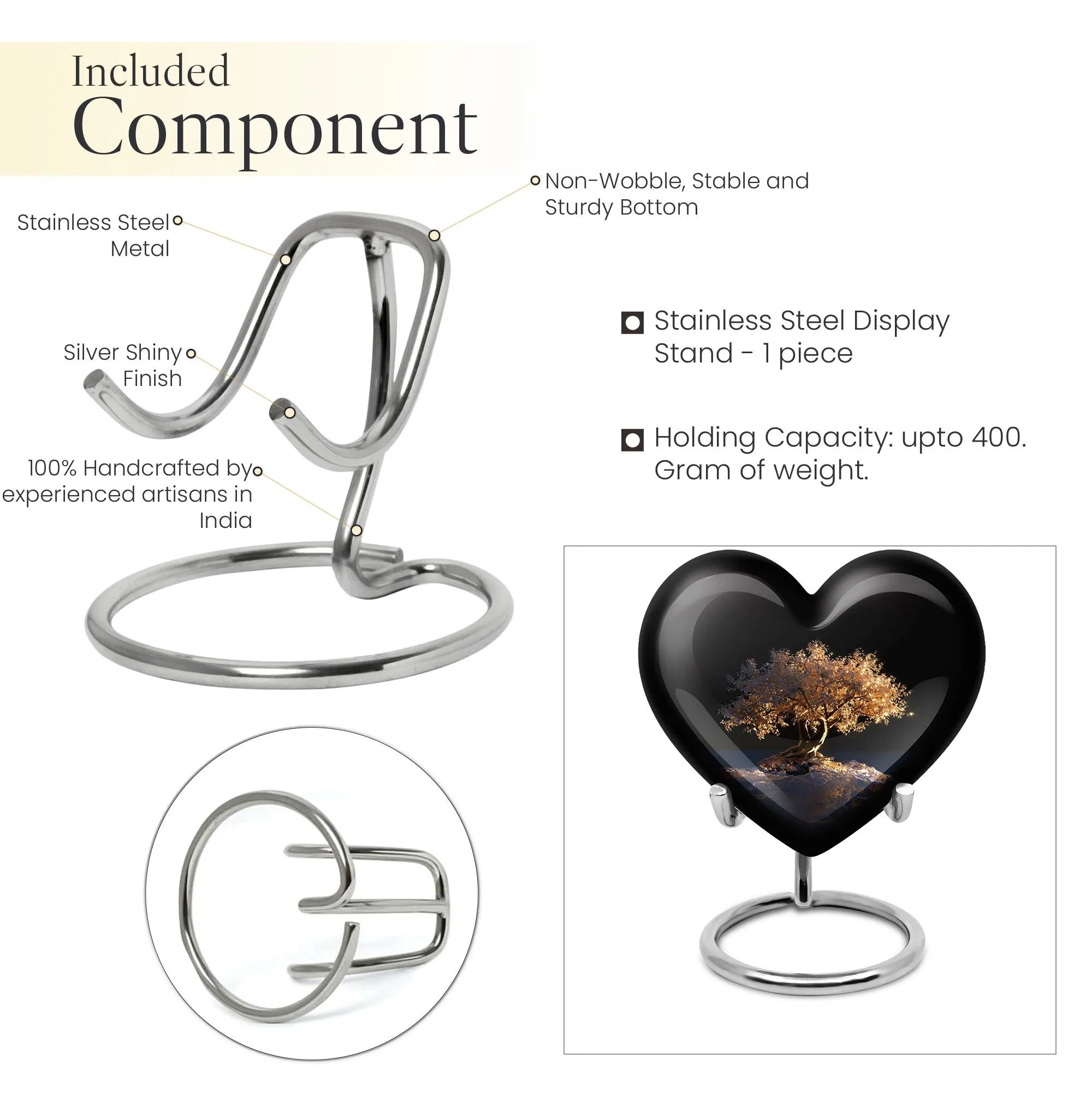 Heart Connection: Tree of Life Memorial Urn for Adult Human Ashes