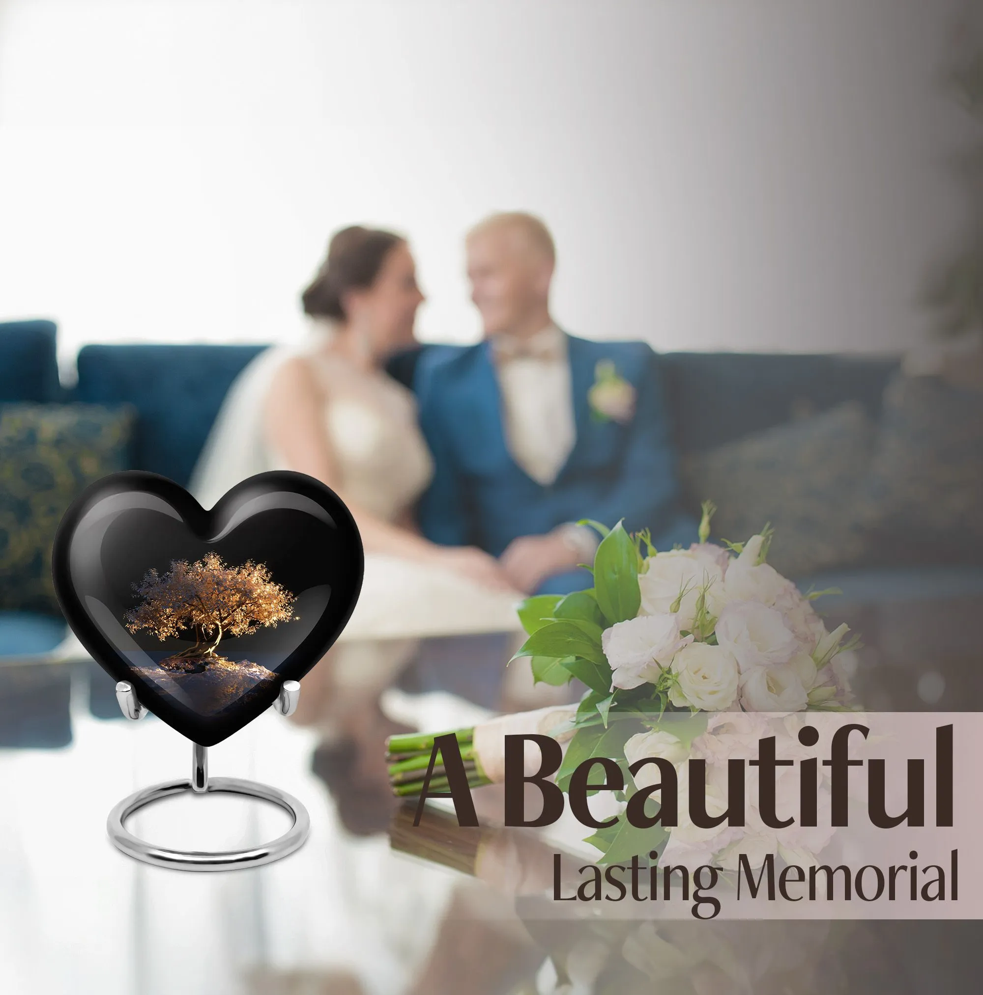 Heart Connection: Tree of Life Memorial Urn for Adult Human Ashes