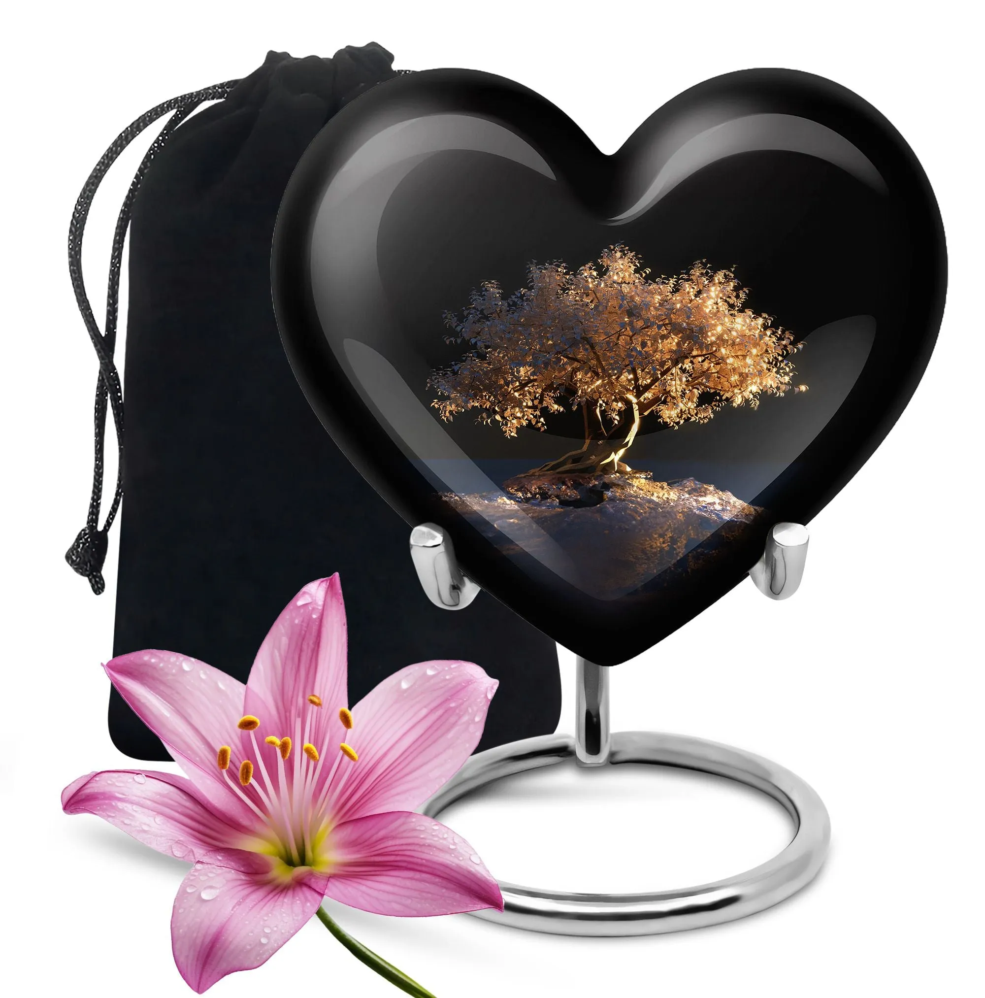 Heart Connection: Tree of Life Memorial Urn for Adult Human Ashes