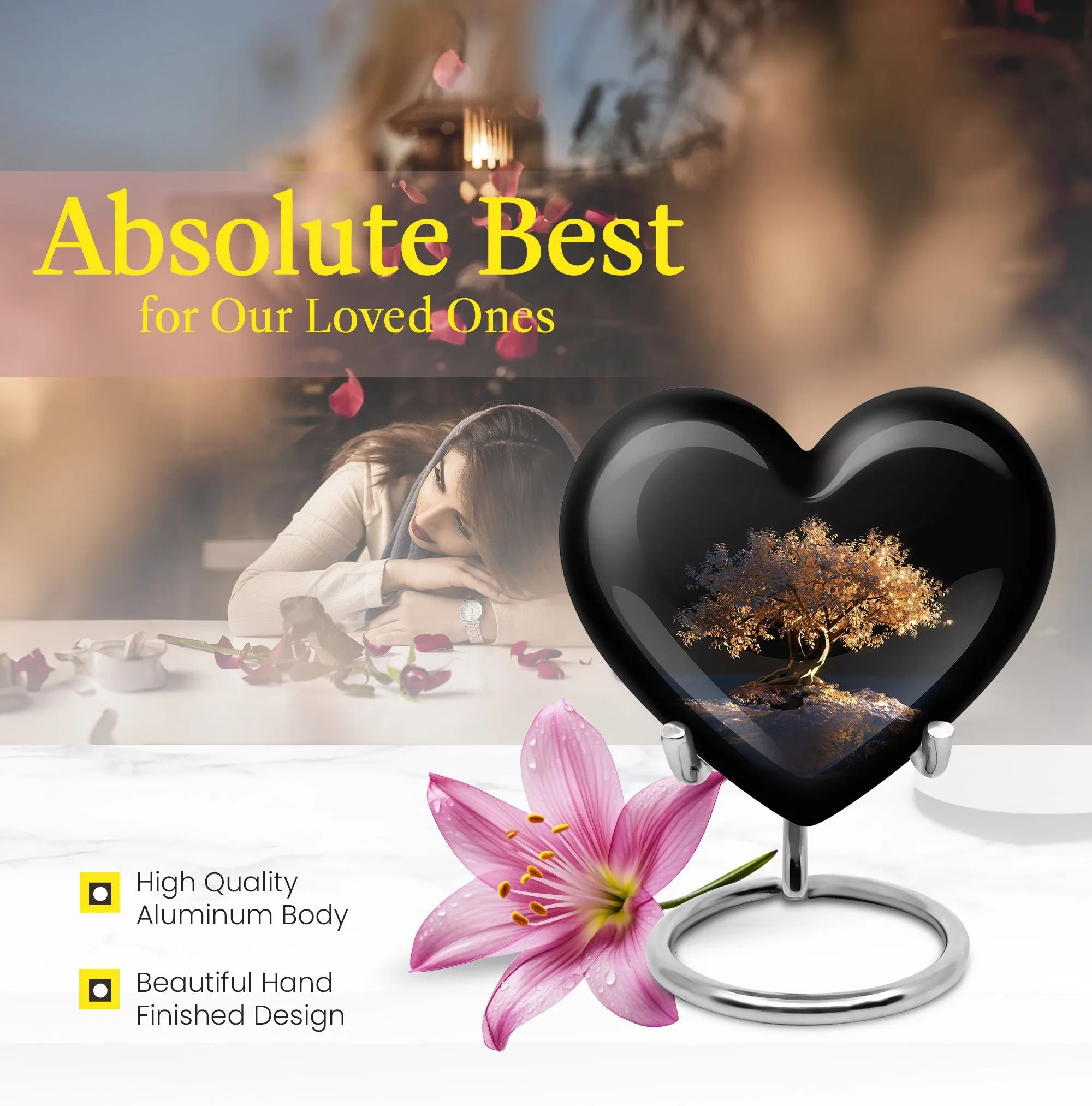 Heart Connection: Tree of Life Memorial Urn for Adult Human Ashes