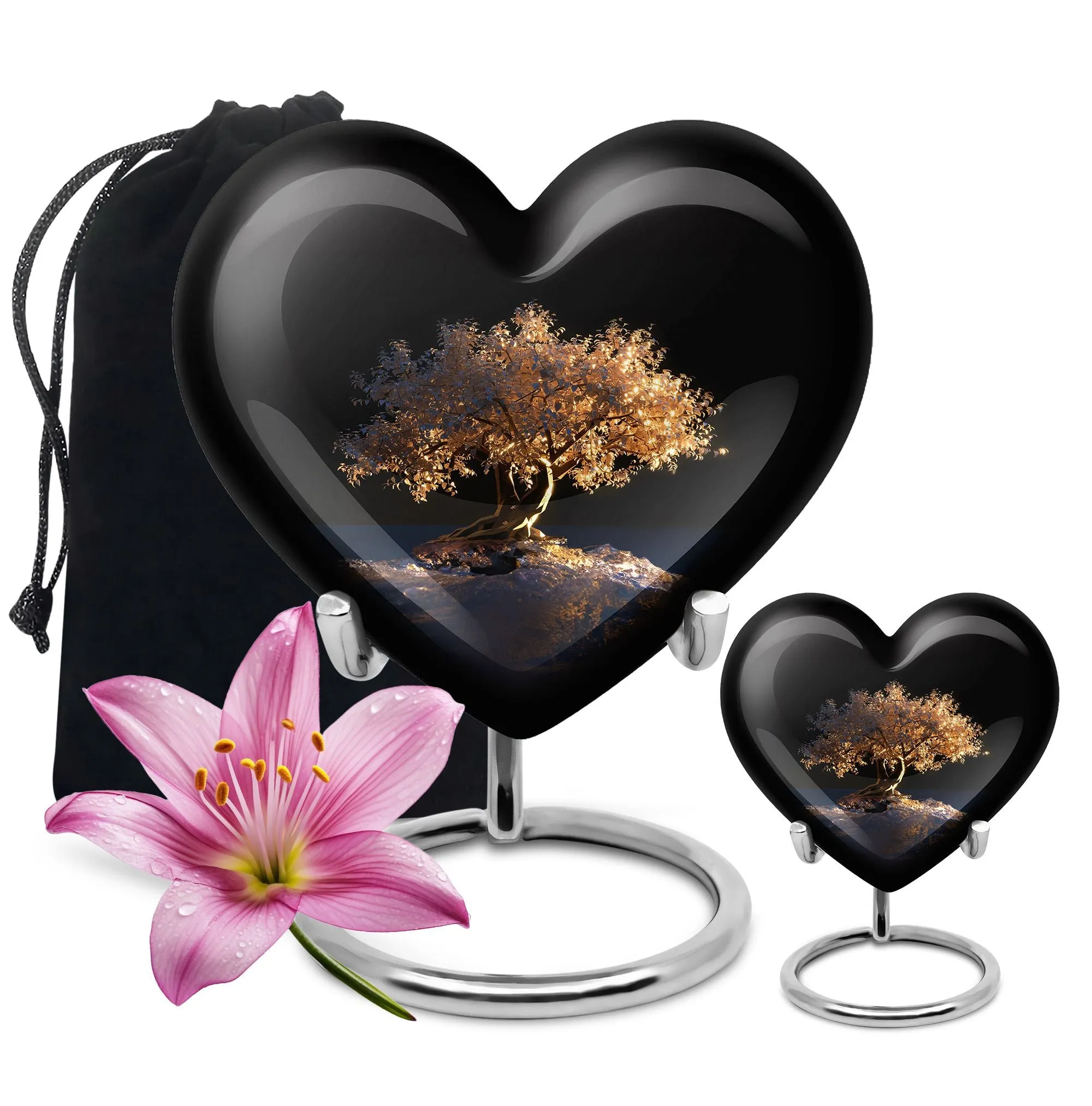 Heart Connection: Tree of Life Memorial Urn for Adult Human Ashes