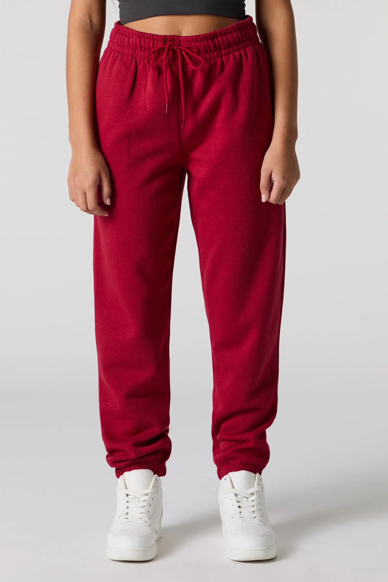 High Rise Solid Fleece Jogger