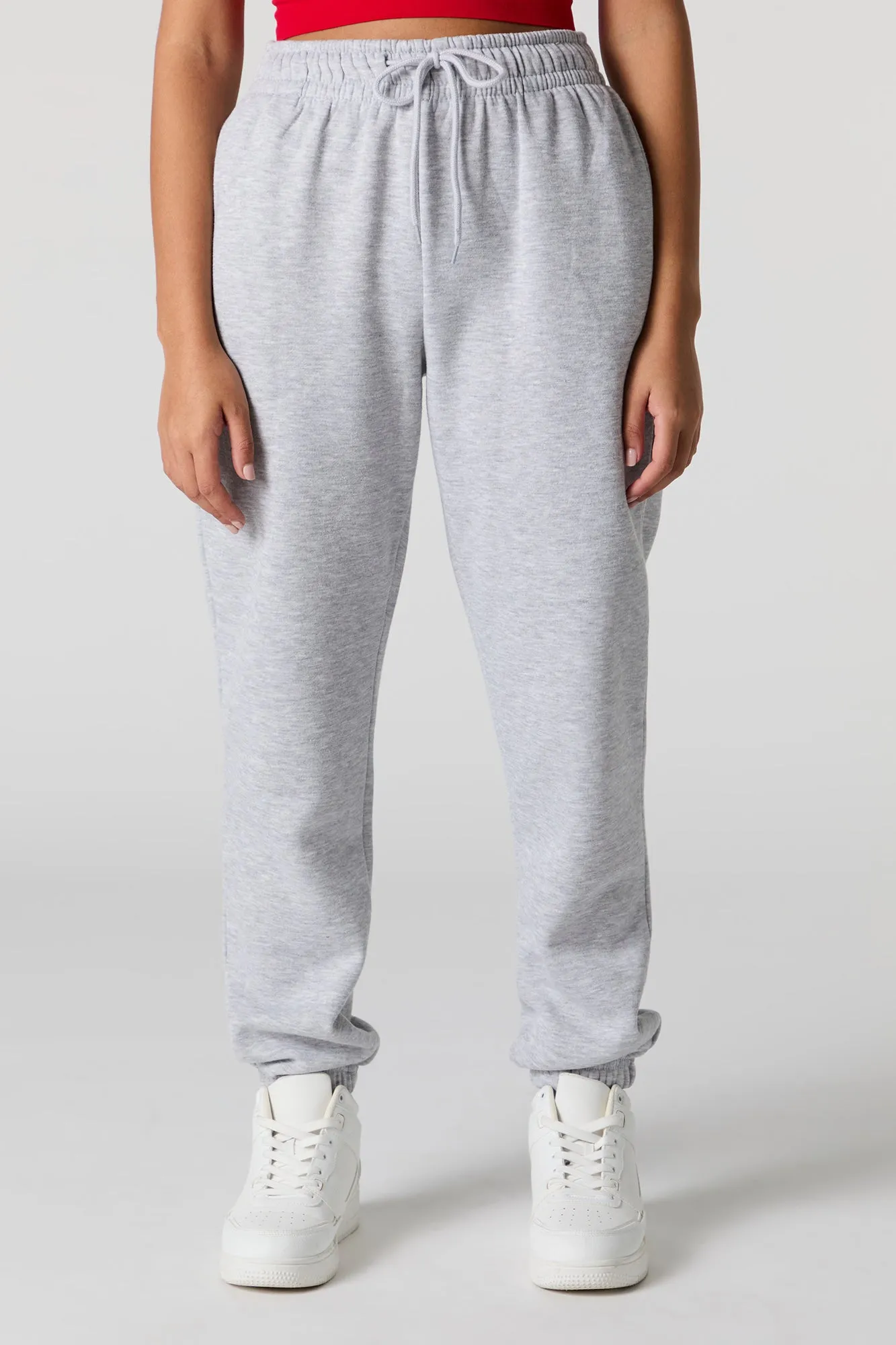 High Rise Solid Fleece Jogger