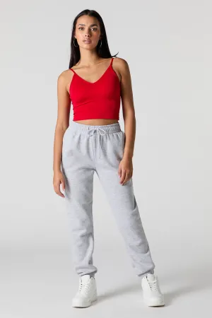 High Rise Solid Fleece Jogger