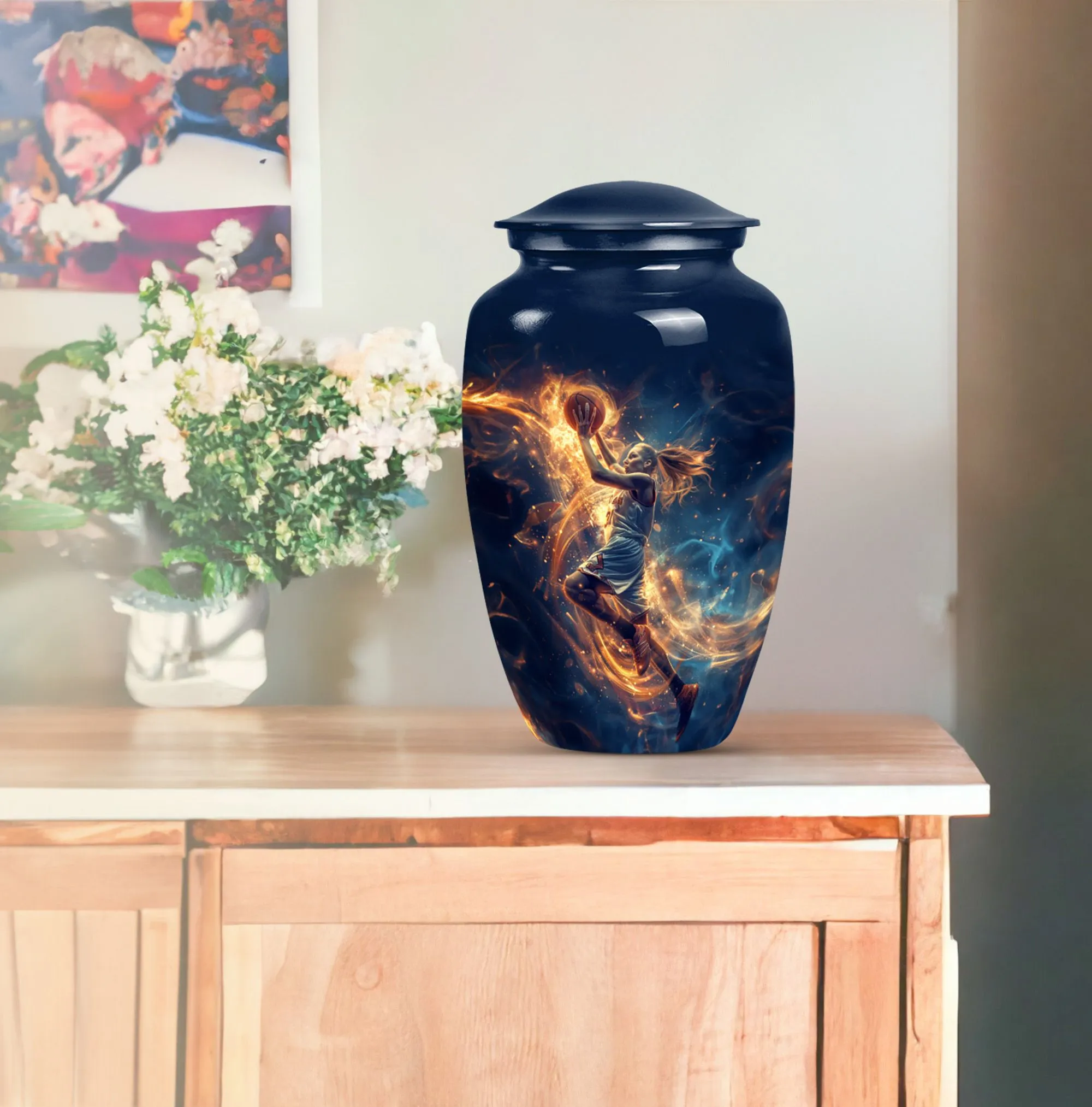 HonorBasket: Sacred Basketball Urn for Funeral Ashes Memento