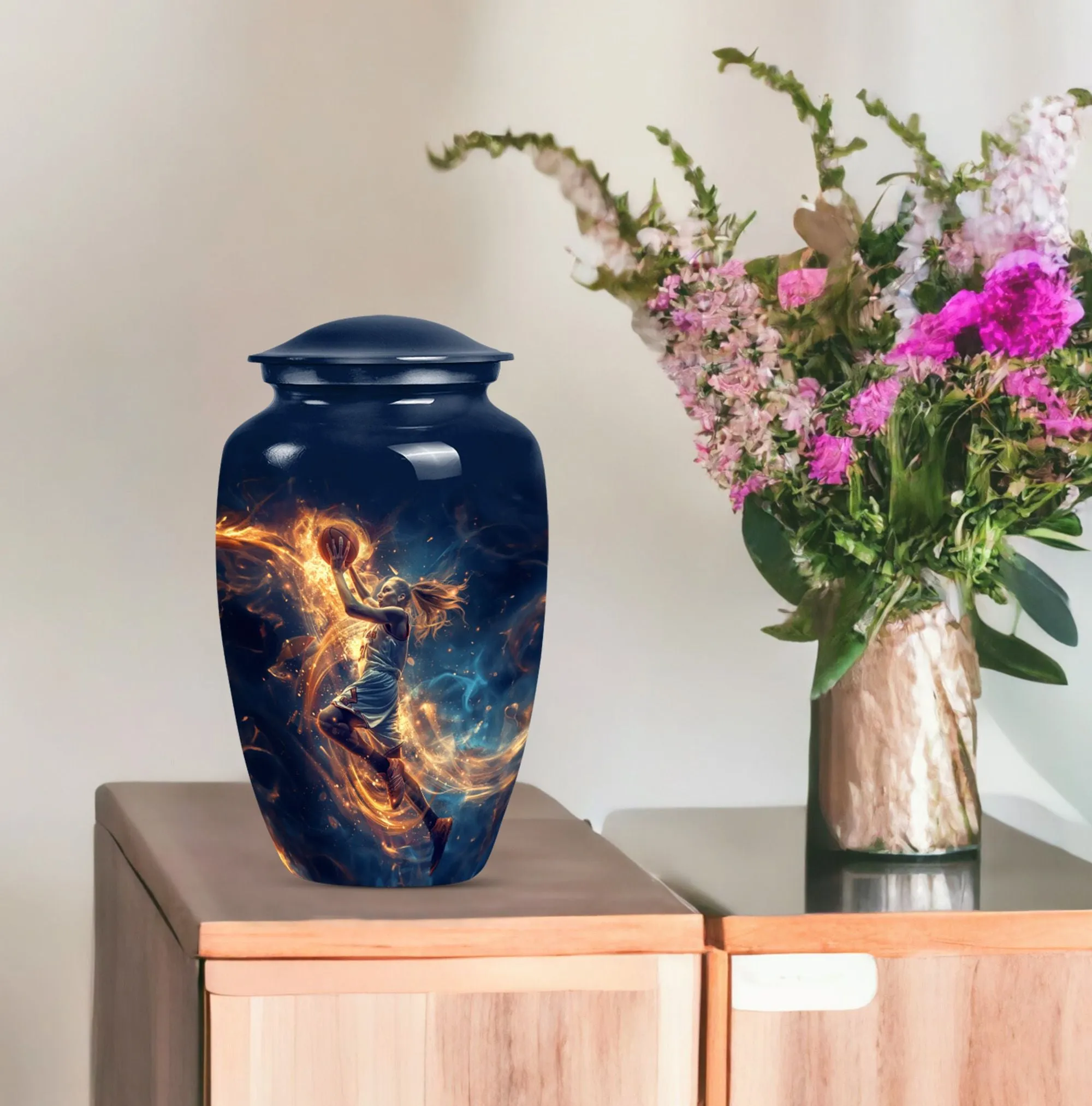 HonorBasket: Sacred Basketball Urn for Funeral Ashes Memento