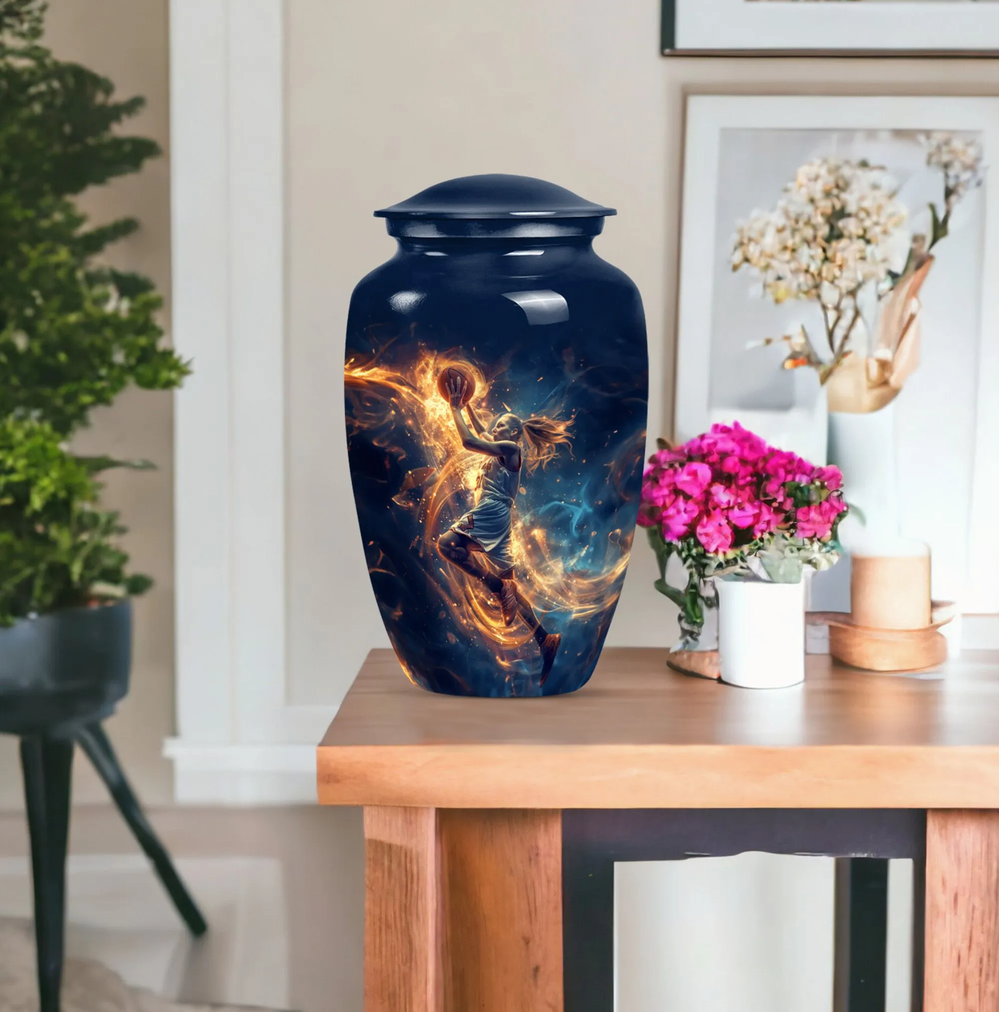 HonorBasket: Sacred Basketball Urn for Funeral Ashes Memento