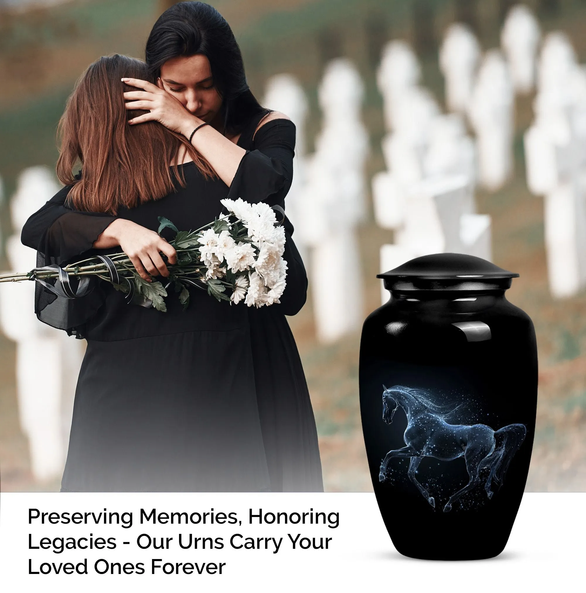 Horse Classic Cremation - Ideal Funeral Urn for Adult Loved Ones