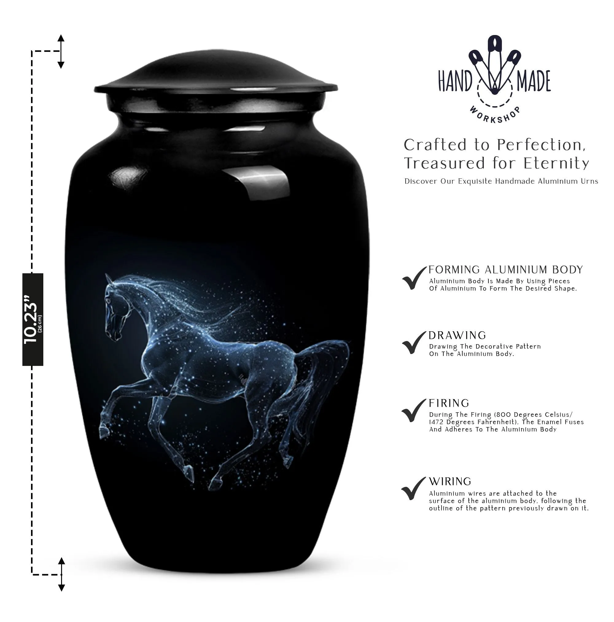 Horse Classic Cremation - Ideal Funeral Urn for Adult Loved Ones