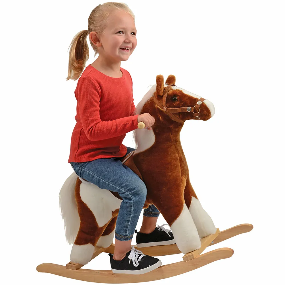 Interactive Plush Pinto Rocking Horse with Sound