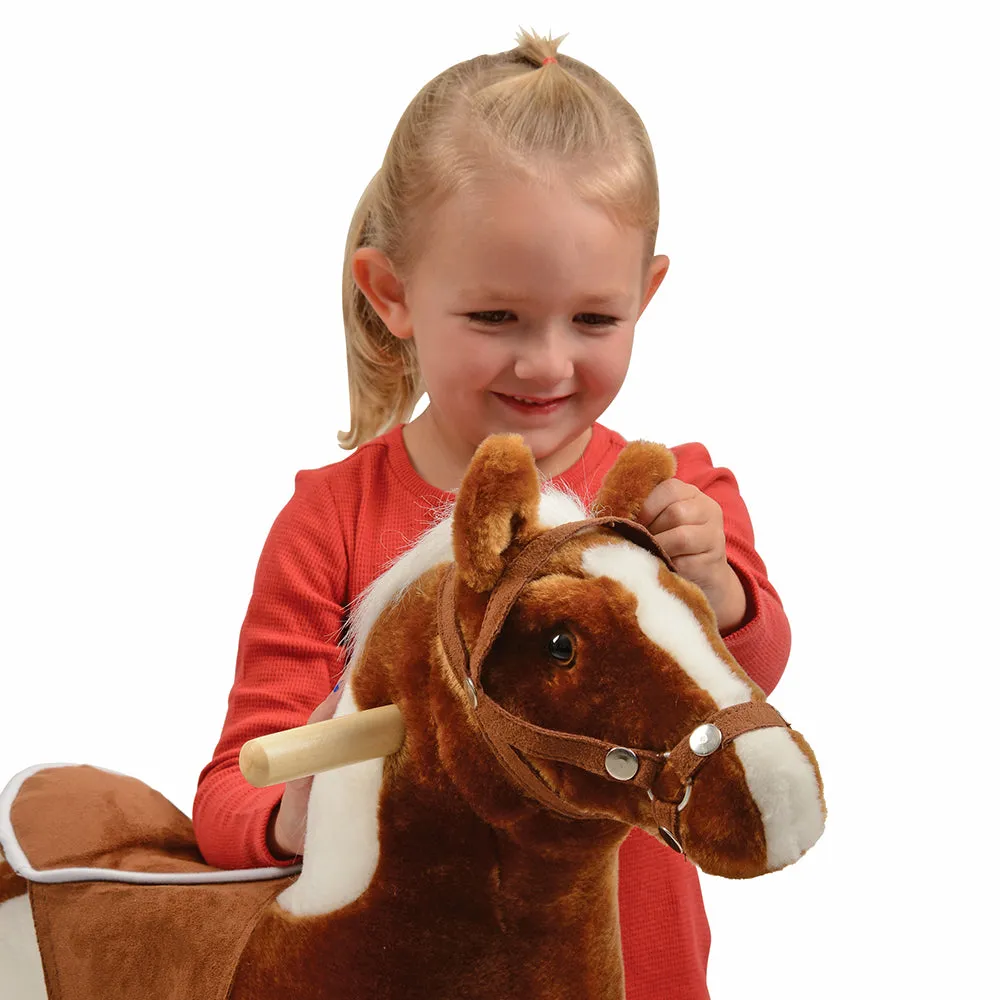 Interactive Plush Pinto Rocking Horse with Sound