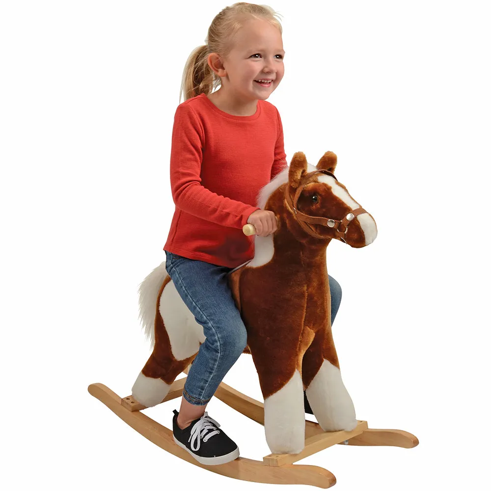 Interactive Plush Pinto Rocking Horse with Sound