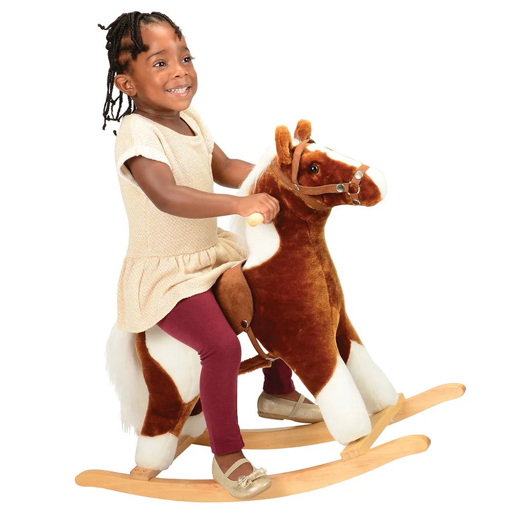 Interactive Plush Pinto Rocking Horse with Sound