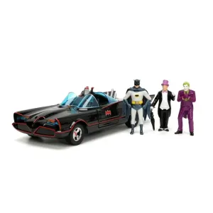 Jada Toys 33737 Batman 1:24 1966 Batmobile Die-Cast Car & 2.75" Batman, Robin, Penguin, & The Joker Figures