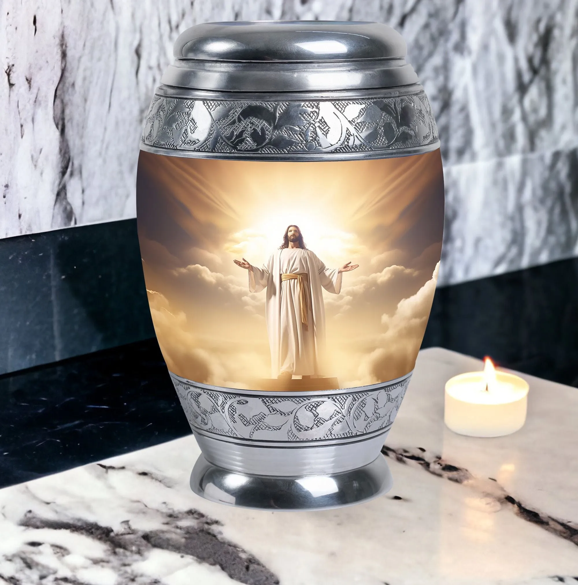 Jesus Christ Cross Commemorative Cremation Urn For Ashes