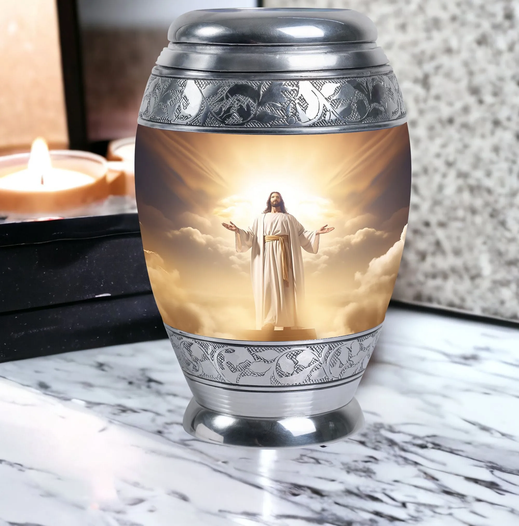 Jesus Christ Cross Commemorative Cremation Urn For Ashes