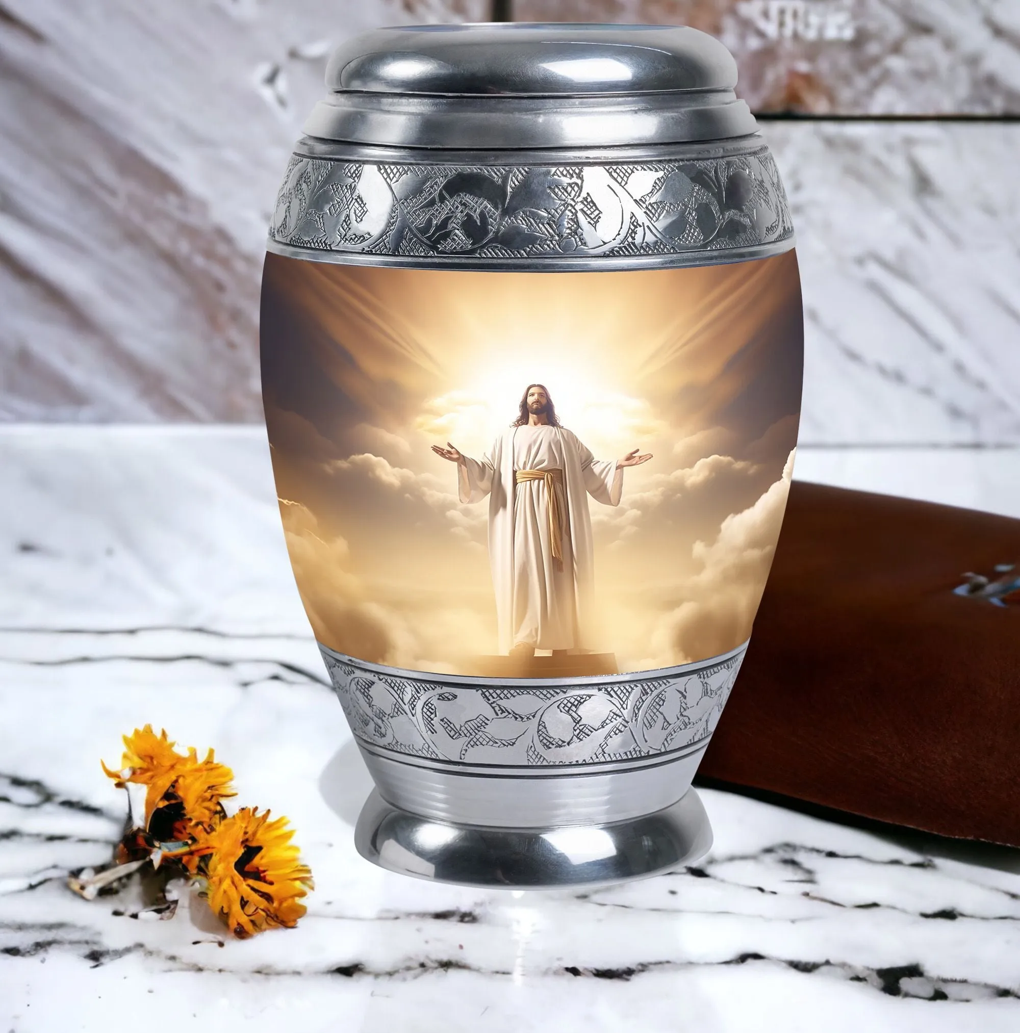 Jesus Christ Cross Commemorative Cremation Urn For Ashes