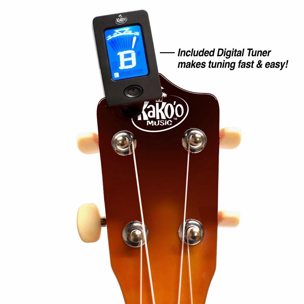 KaKo'o Sunburst 21" Professional Wooden Ukulele Set