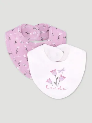 Keedo Baby Girls Lilac & White Floral 2 Pack Bib
