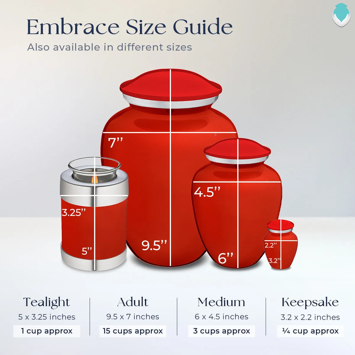 Keepsake Embrace Bright Red Hearts Cremation Urn