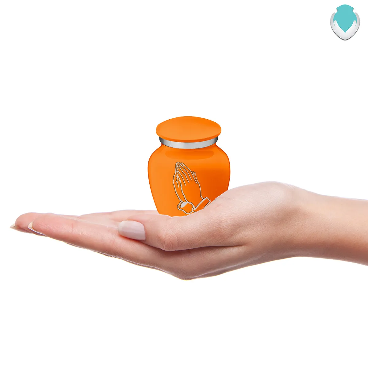 Keepsake Embrace Burnt Orange Praying Hands Cremation Urn