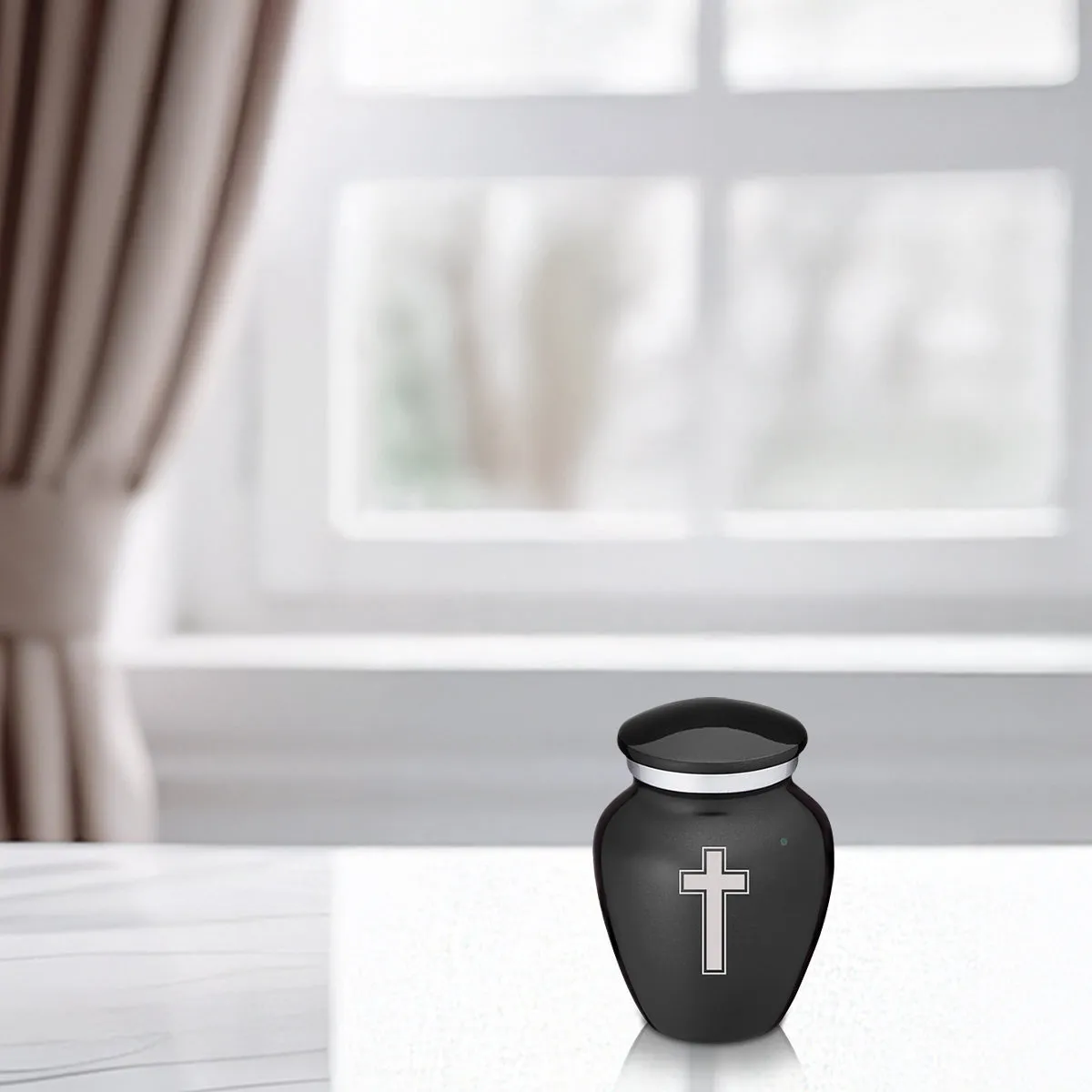Keepsake Embrace Charcoal Simple Cross Cremation Urn